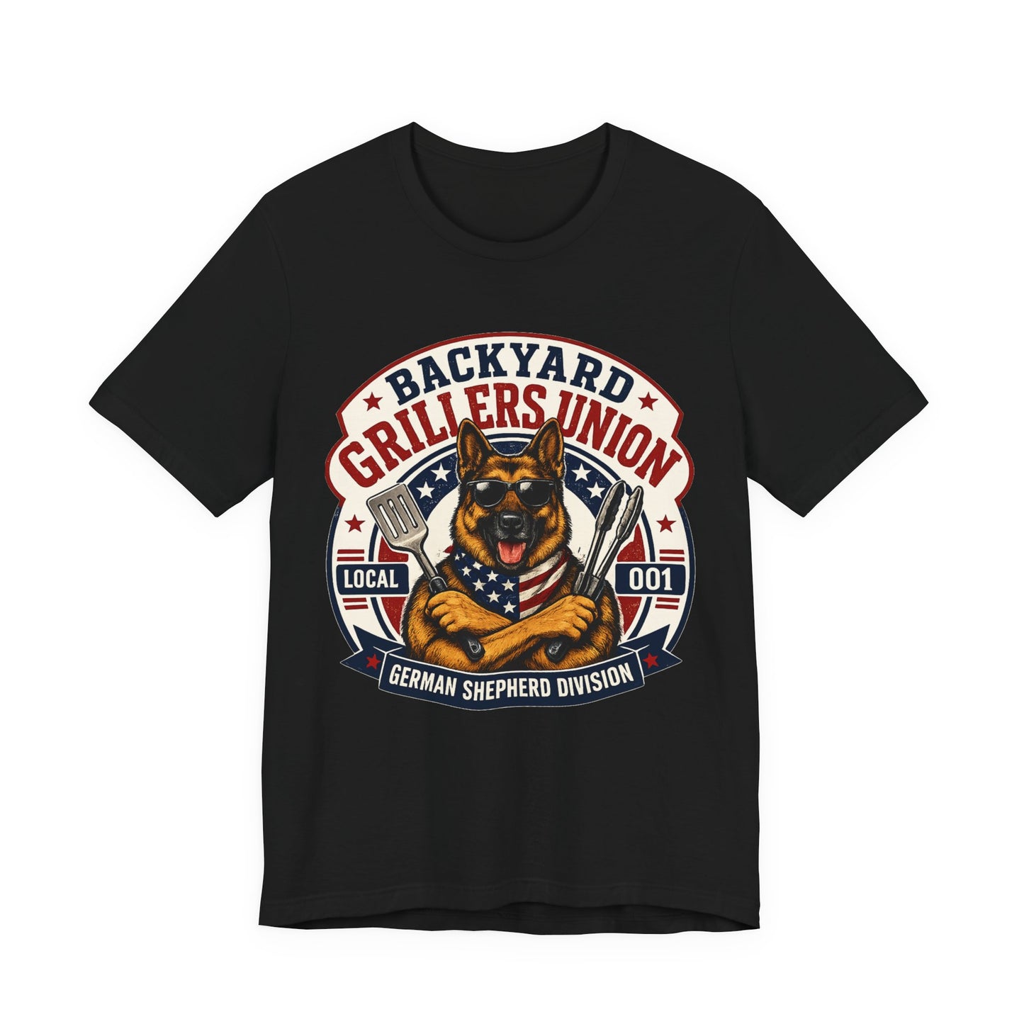 Backyard Grillers Union German Shepherd Patriotic T-Shirt