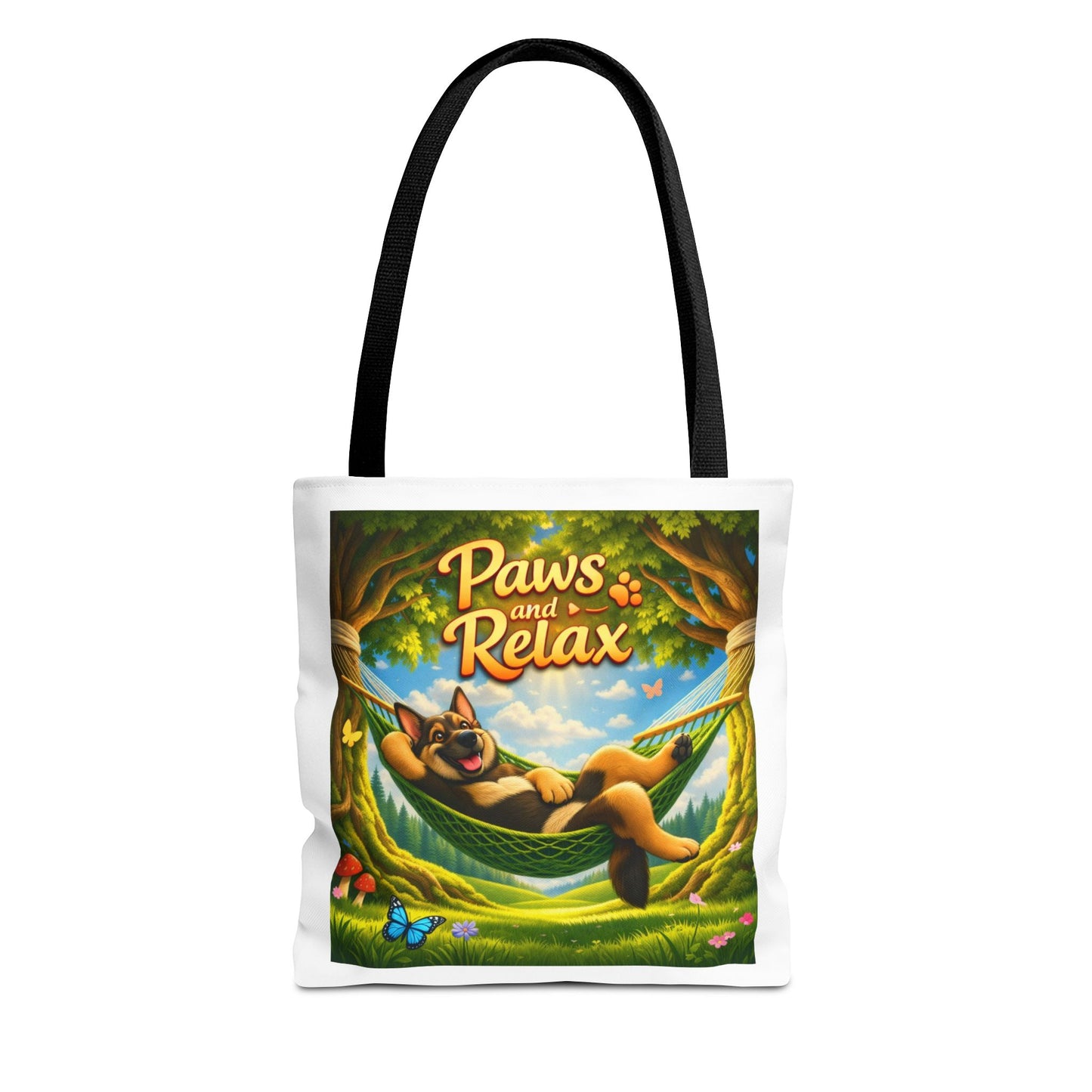 Paws & Relax German Shepherd Tote Bag – Cozy Hammock Dog Art Reusable Carryall