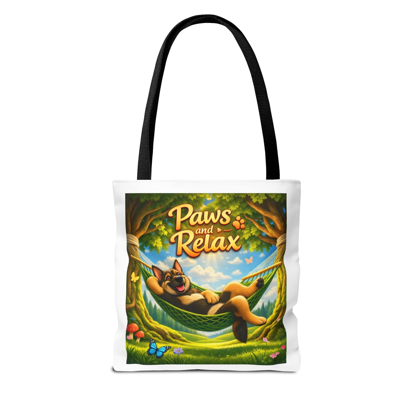 Paws & Relax German Shepherd Tote Bag – Cozy Hammock Dog Art Reusable Carryall