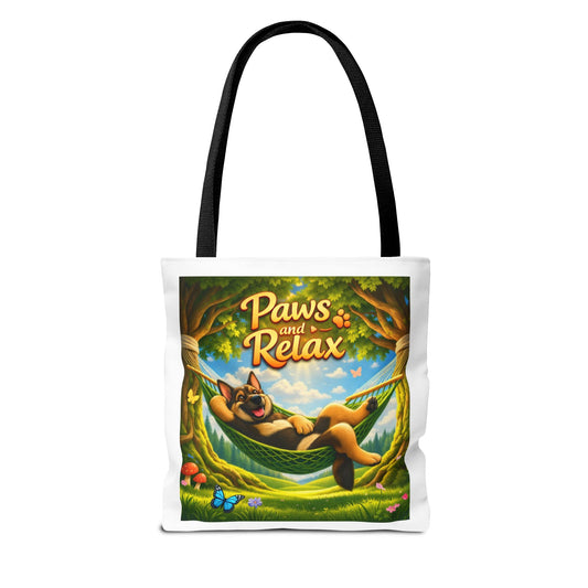 Paws & Relax German Shepherd Tote Bag – Cozy Hammock Dog Art Reusable Carryall