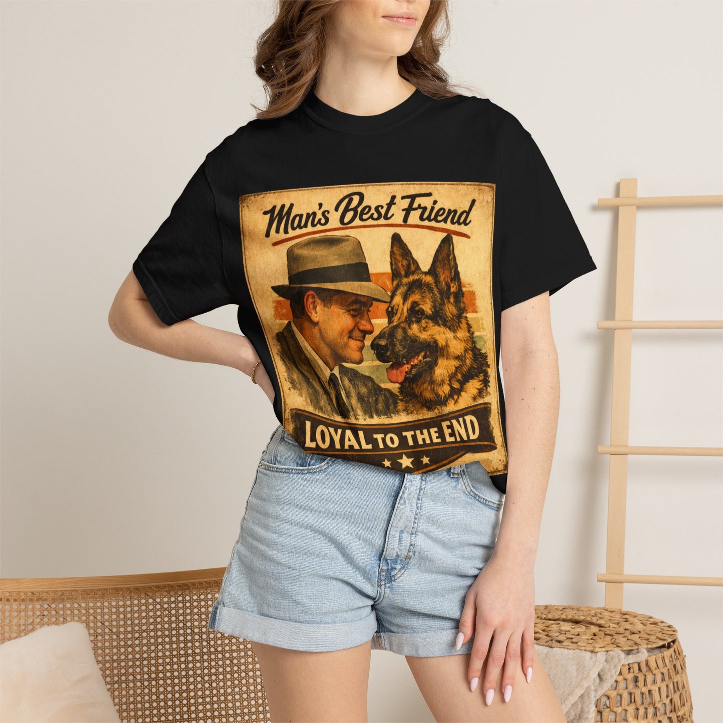 Man's Best Friend Loyal to the End T-shirt | Retro Dog Vintage Poster