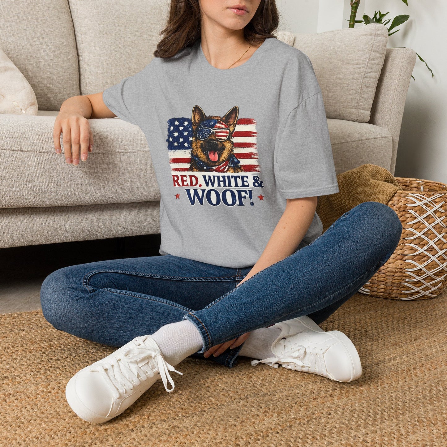 Patriotic German Shepherd Graphic T-Shirt | American Flag Dog Tee