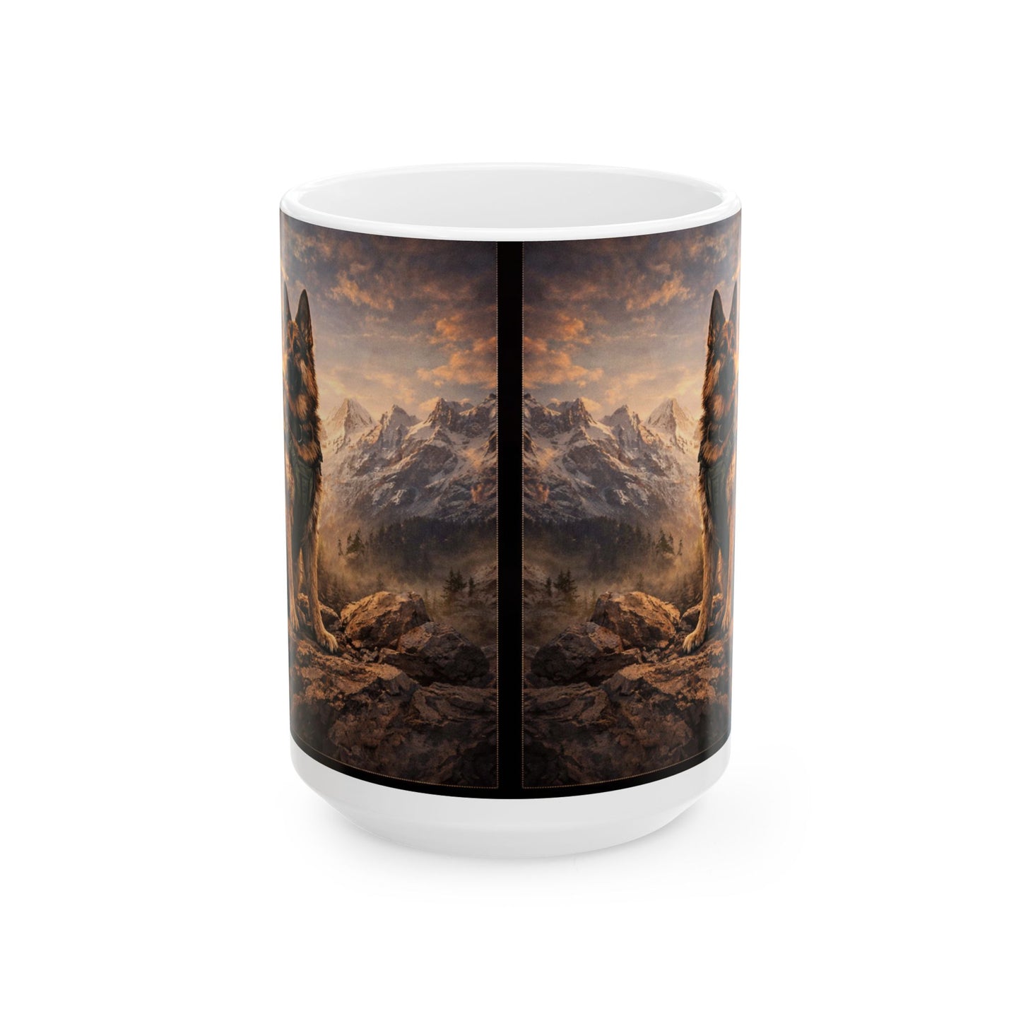 German Shepherd Mountain Sunset Mug | Ceramic Coffee Cup