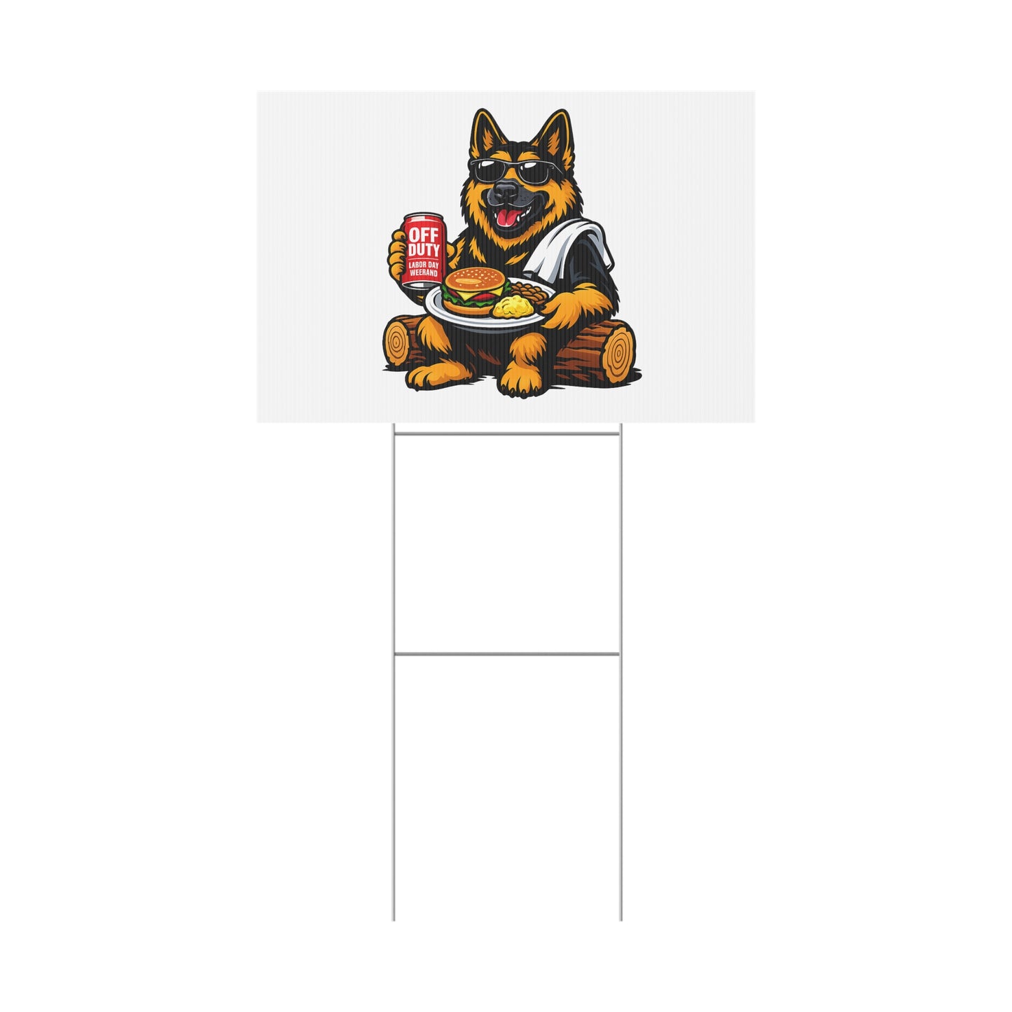 Yard Sign - Relaxing German Shepherd BBQ Design ("Off Duty")