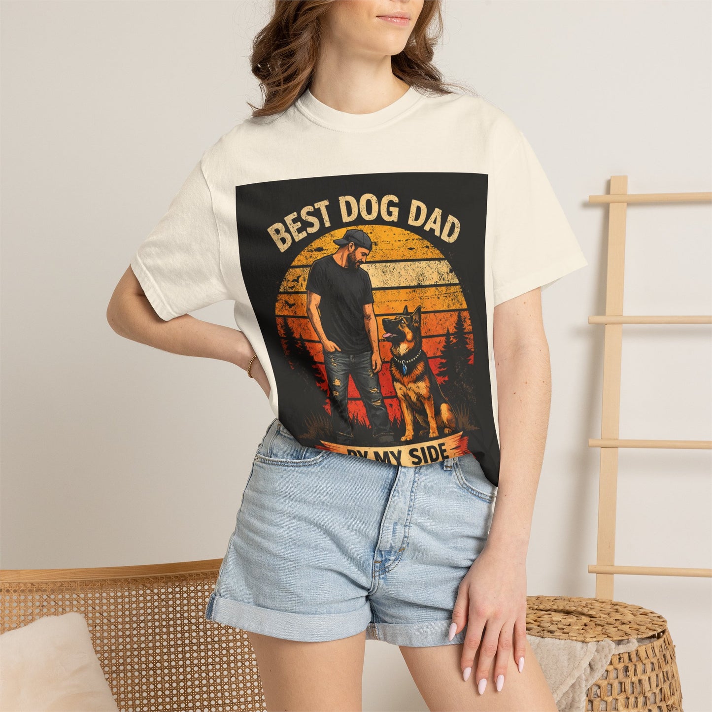 Best Dog Dad by My Side T-Shirt | Dog Lover Father Tee