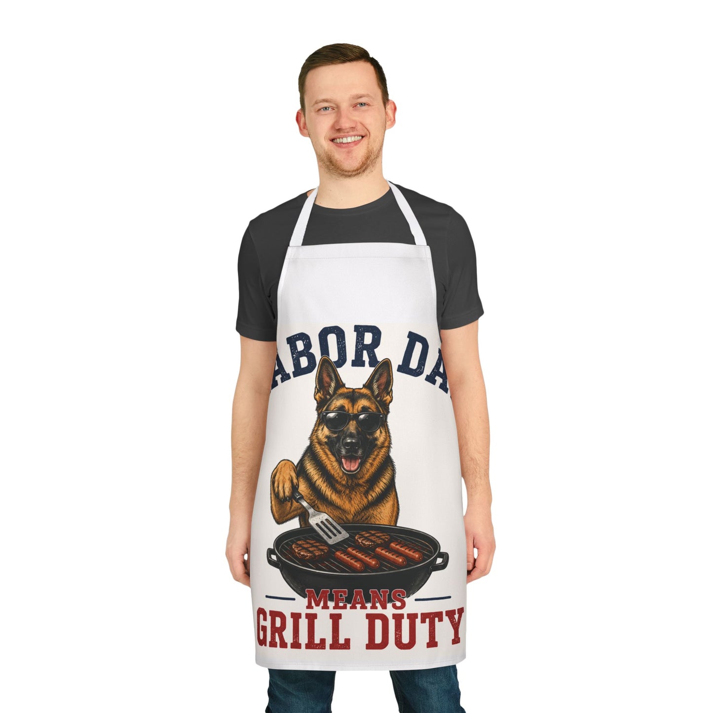 Labor Day Grill Duty Apron — German Shepherd BBQ Cooking Apron