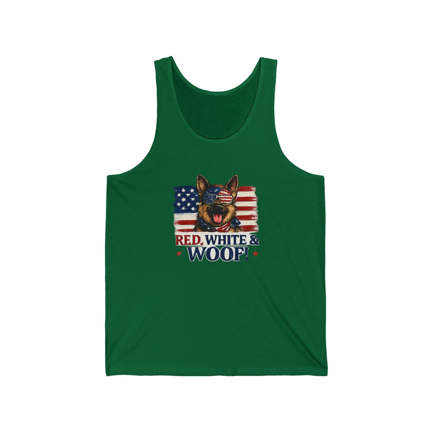 Red, White & Woof! Dog Face with American Flag Tank