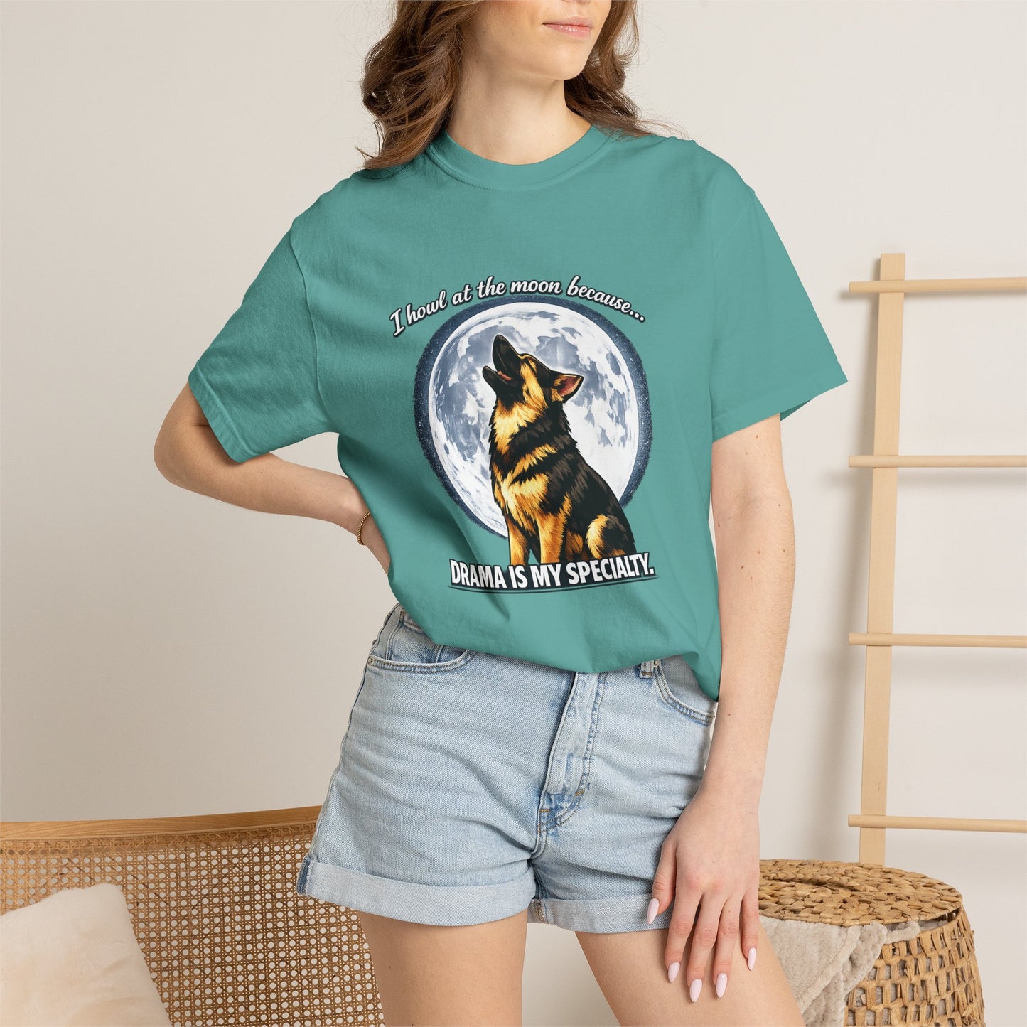 Howl at the Moon German Shepherd T-Shirt | Drama's My Specialty