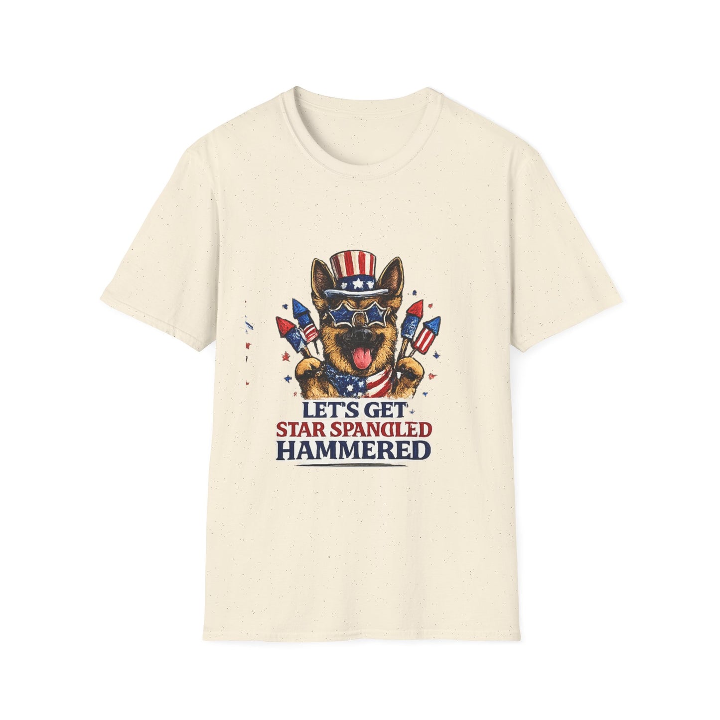 Lets Get Star Spangled Hammered T-Shirt | Patriotic German Shepherd, 4th of July