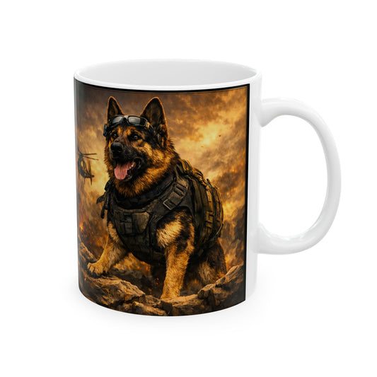 Military K9 German Shepherd Mug – Tactical Working Dog Coffee Cup | K9 Handler Gift | Ceramic 11oz/15oz
