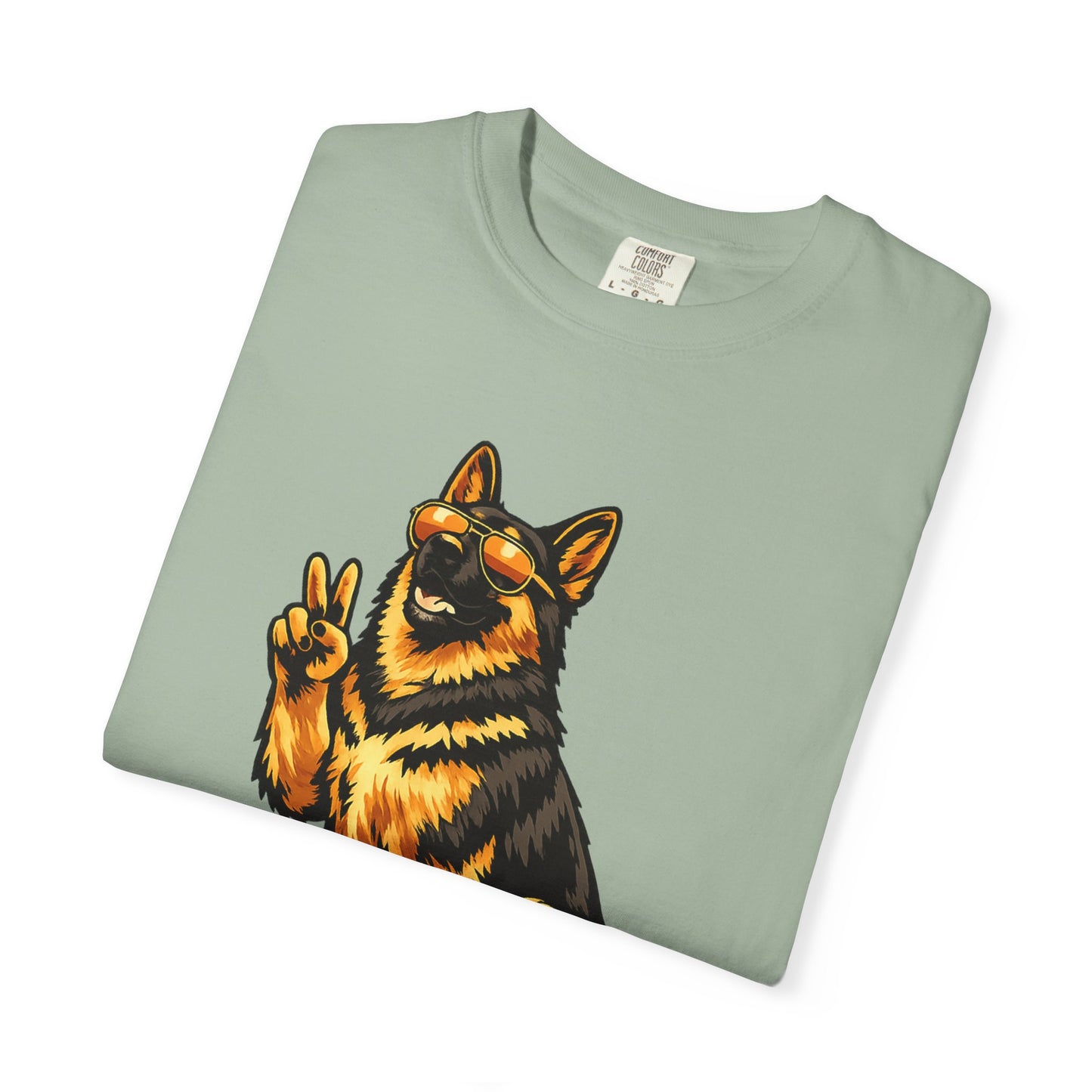 Guardians of Good Vibes German Shepherd T-shirt | Peace Sign Dog Tee