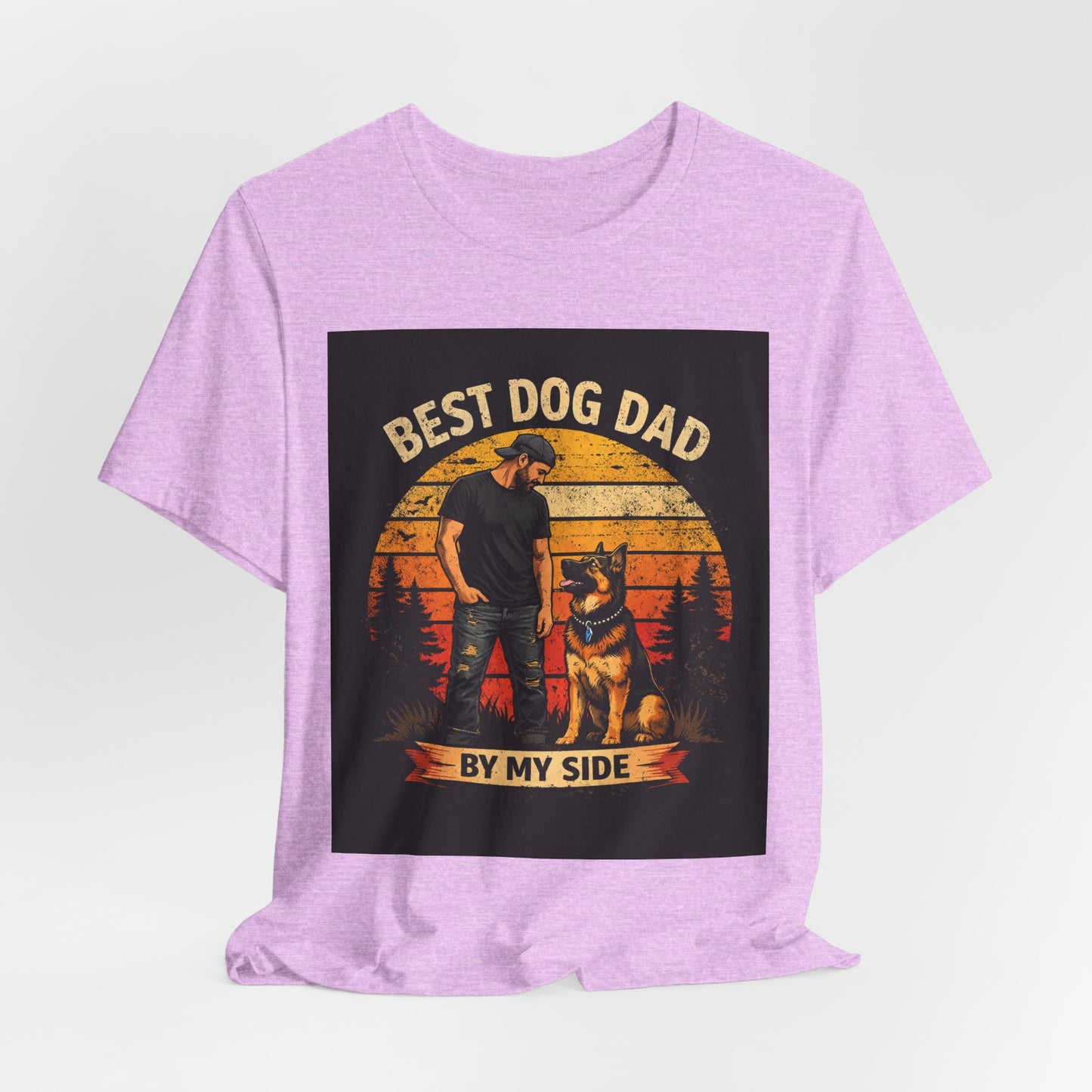 Best Dog Dad by My Side Tee | Man with German Shepherd Vintage Sunset