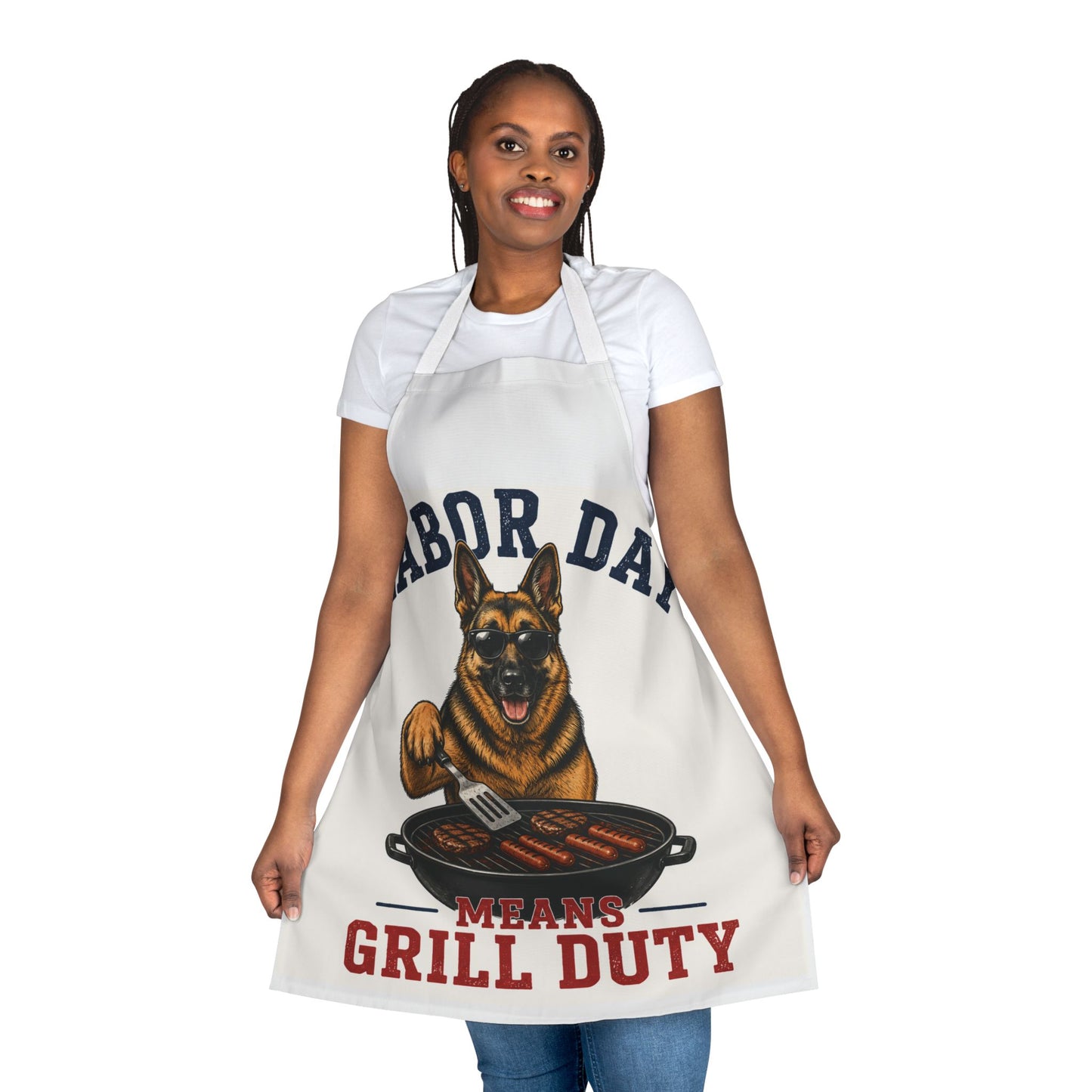 Labor Day Grill Duty Apron — German Shepherd BBQ Cooking Apron