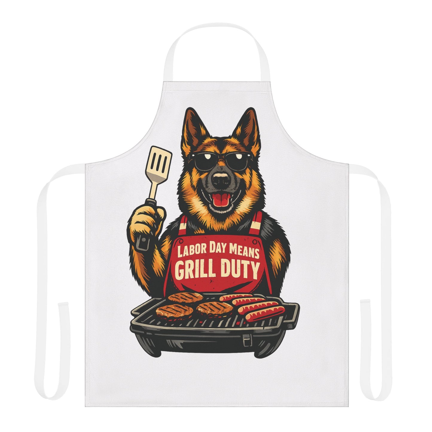 Labor Day Grill Duty Apron — German Shepherd BBQ Cook Apron