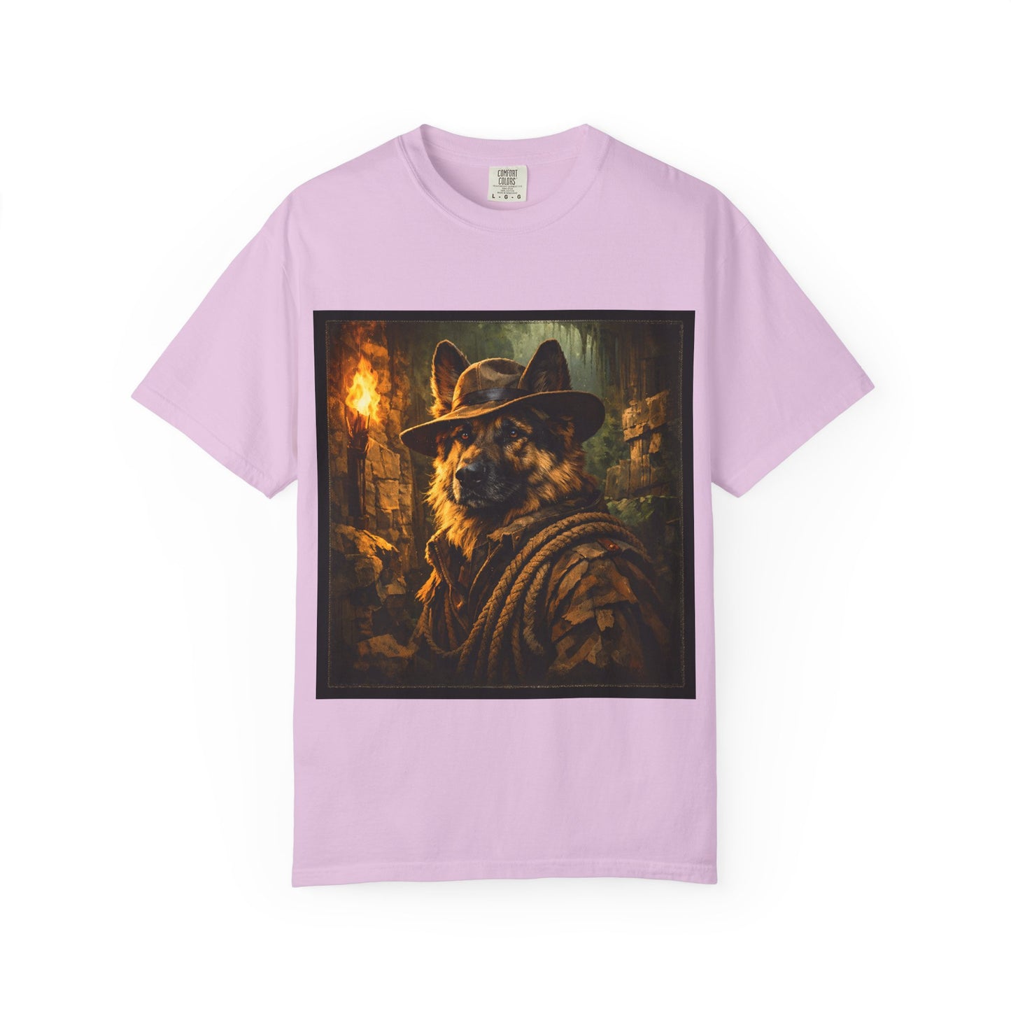 Indy Explorer German Shepherd T‑Shirt – Adventure Dog Lover Tee | Vintage Noir Canine Illustration | Bella Canvas 3001