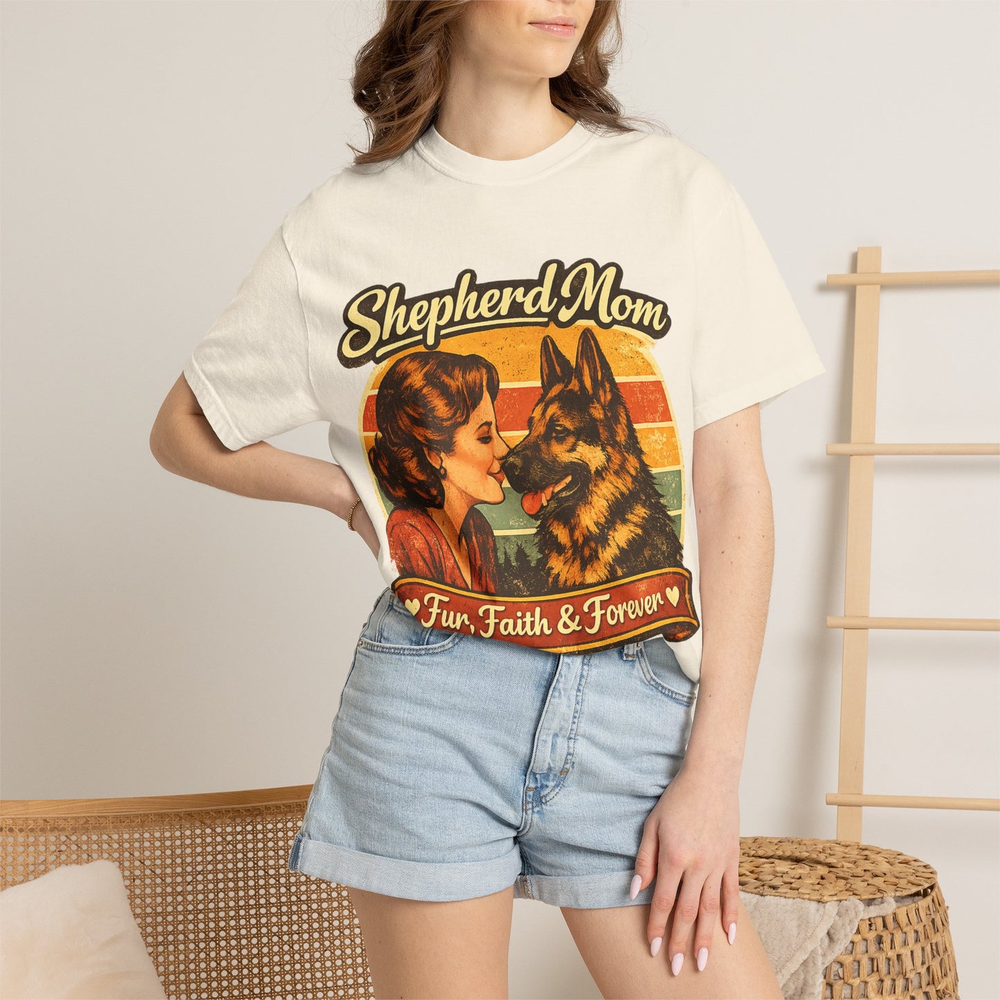 Shepherd Mom Vintage Portrait T-Shirt | German Shepherd Mom Tee