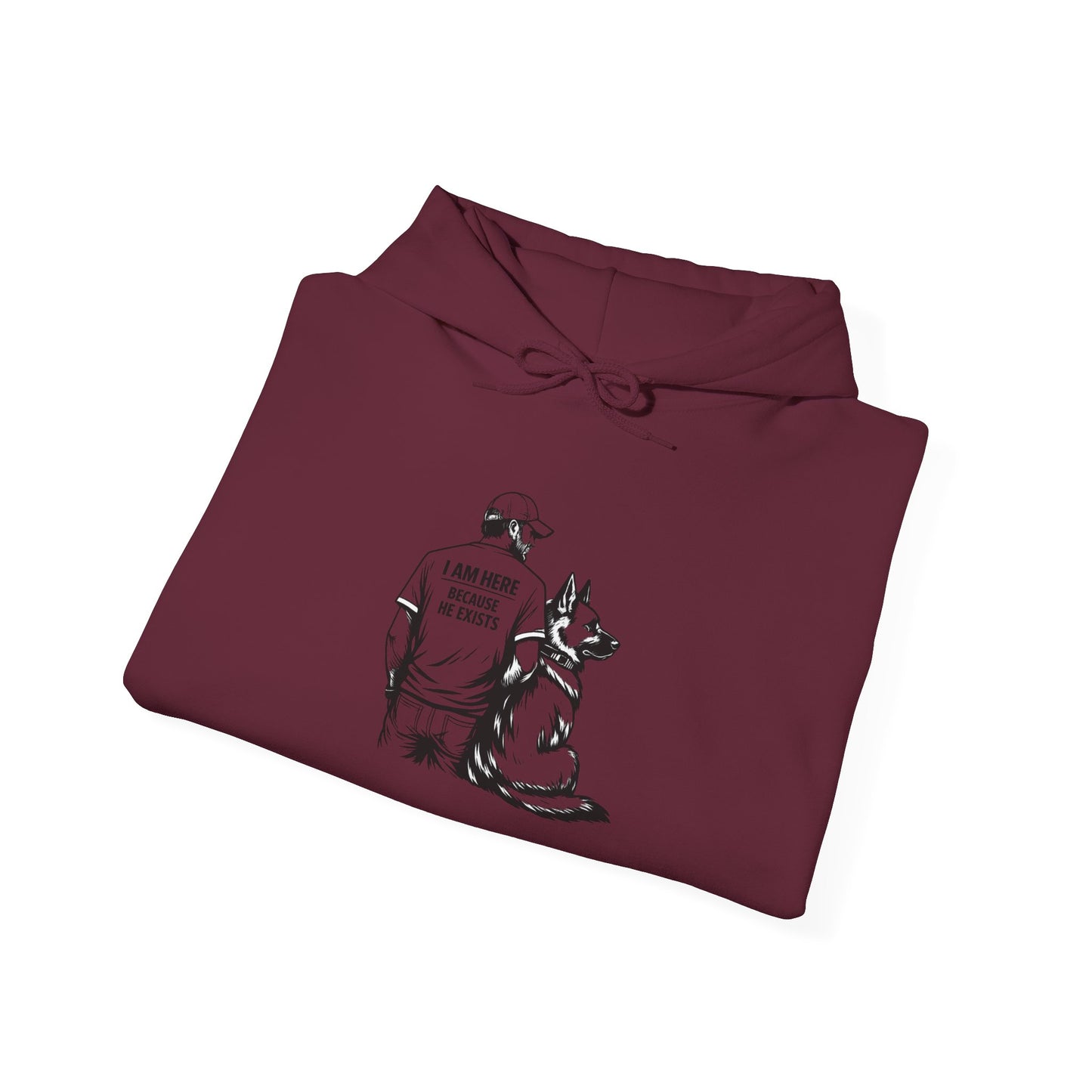 Hoodie — I Am My Dog’s Human Graphic Pullover (Man with German Shepherd)