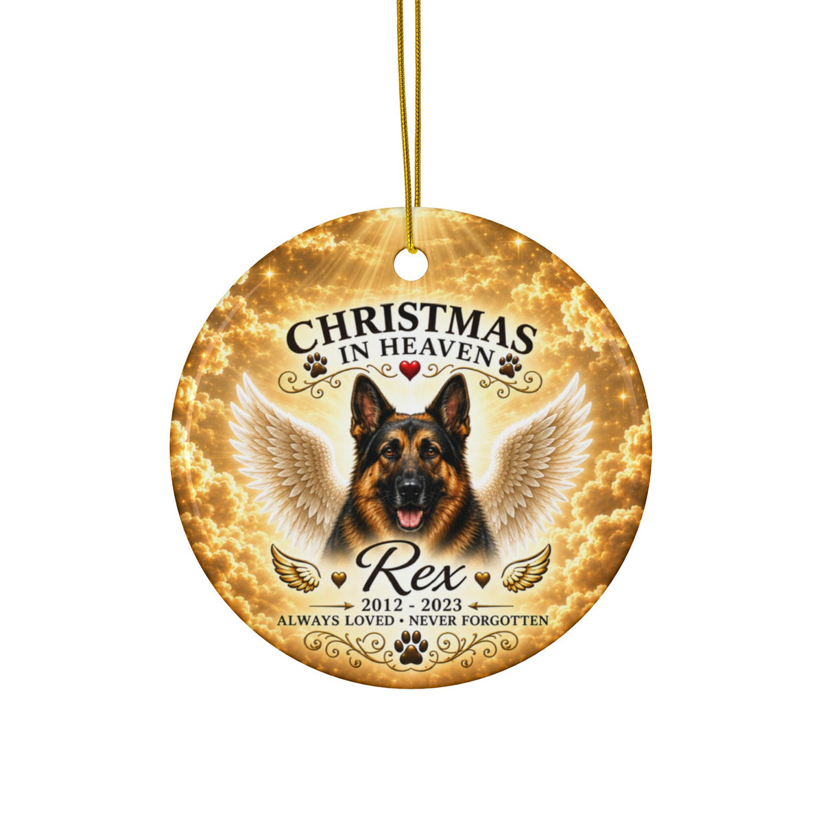 Personalized German Shepherd Christmas in Heaven Memorial Ornament