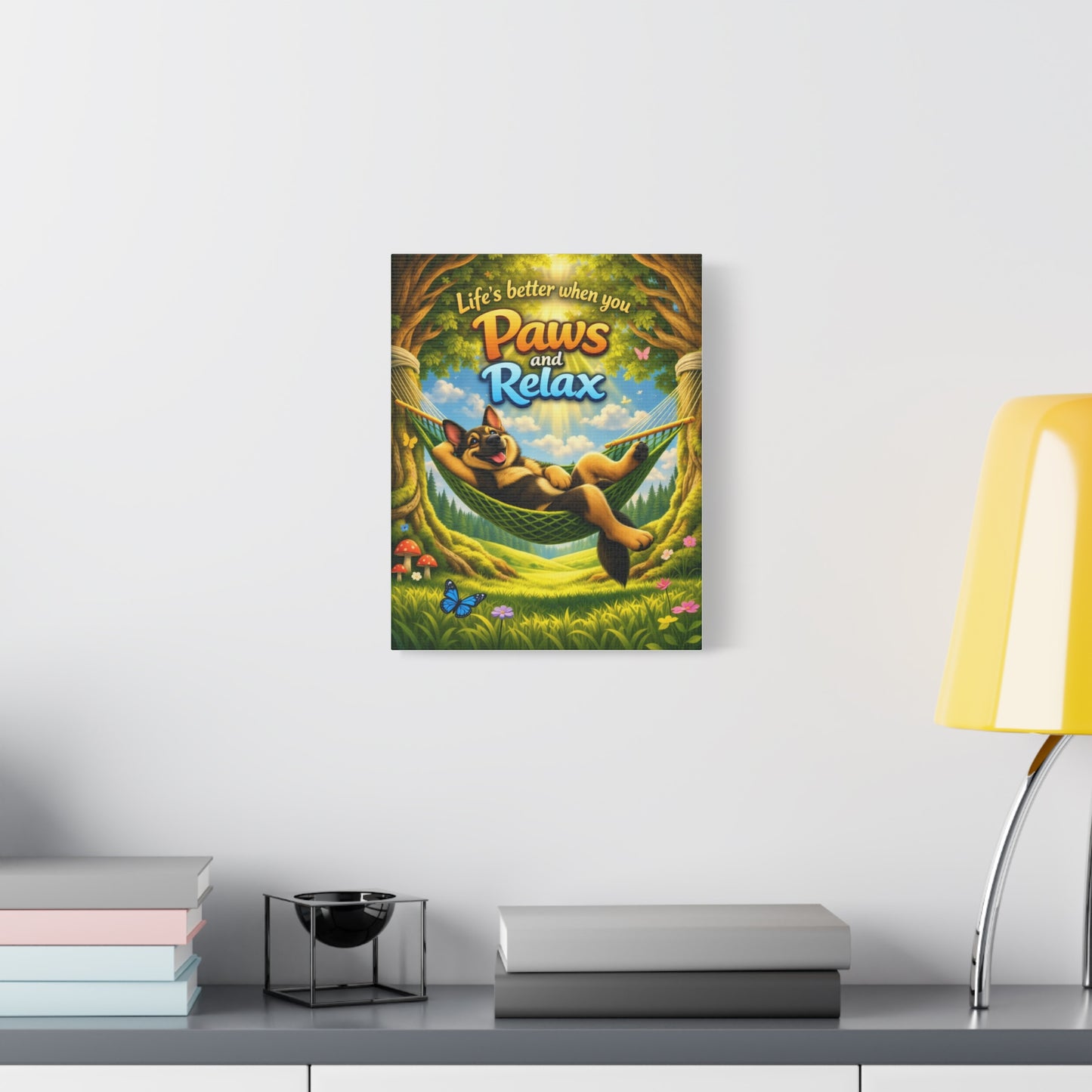 German Shepherd Wall Art - “Life's Better When You Paws and Relax” Canvas Print | Dog Lover Home Decor