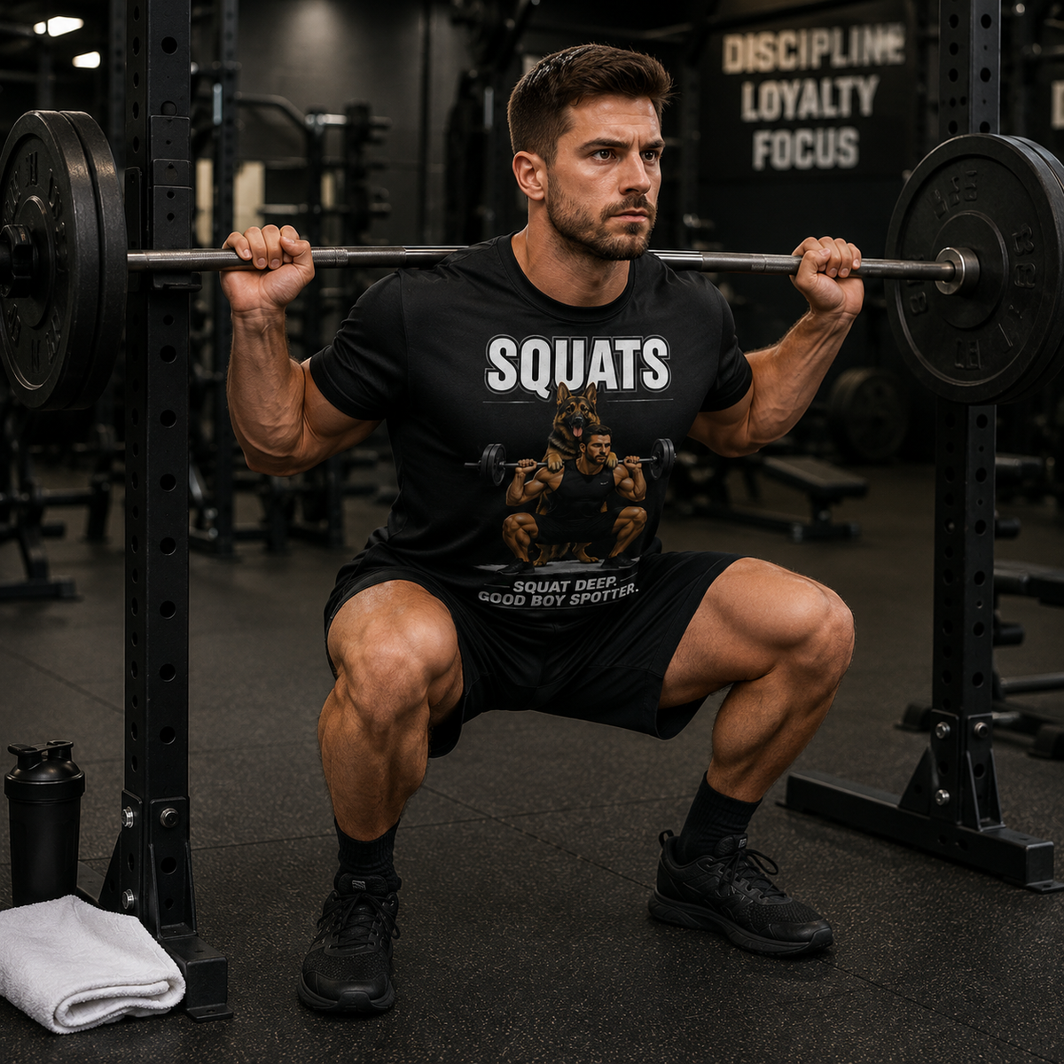 German Shepherd Squats Performance Shirt | Fitness Tee