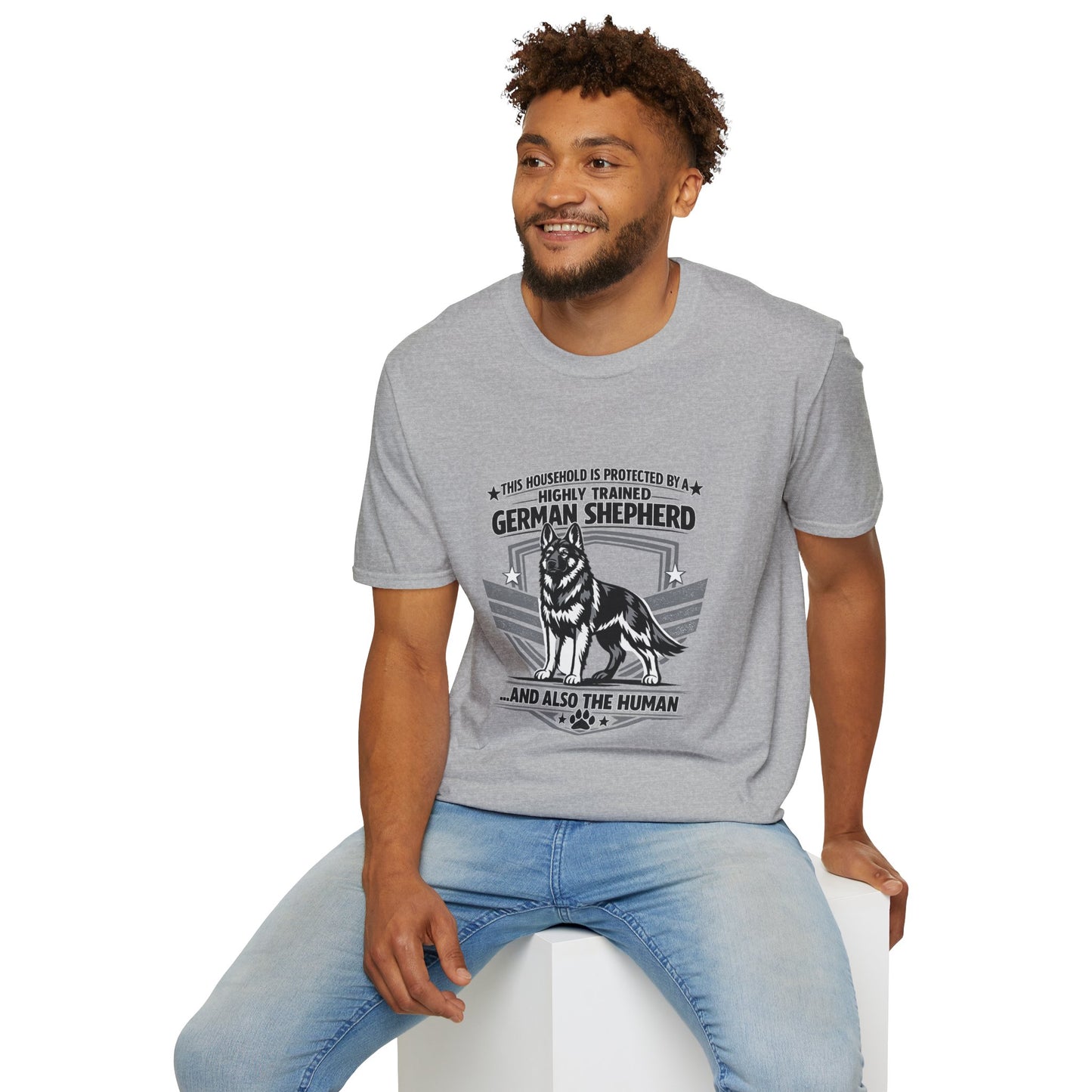 German Shepherd Protector T-Shirt — "This Household Is Protected By A Highly Trained German Shepherd"