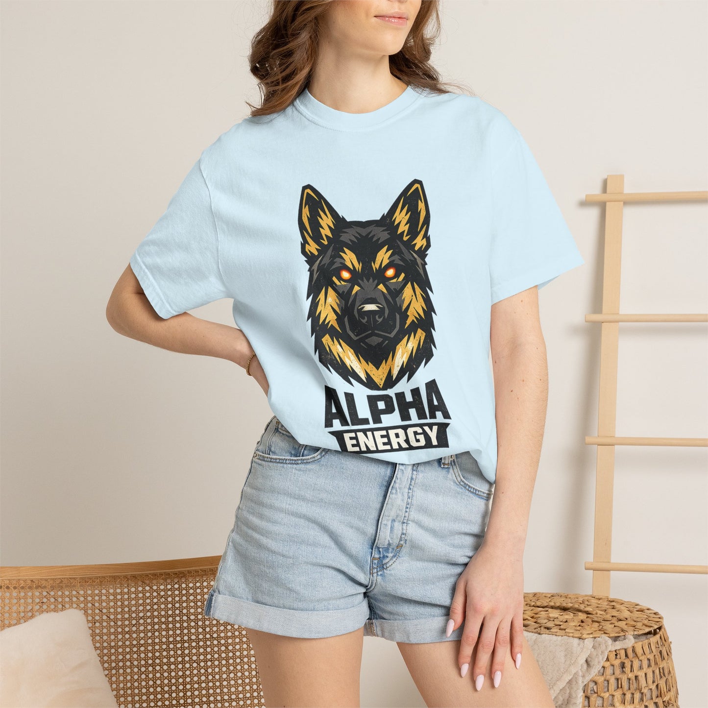Alpha Energy German Shepherd Head T‑Shirt – Athletic Logo Dog Lover Tee | Bold Working Dog Graphic for Fitness & Streetwear | T‑Shirt