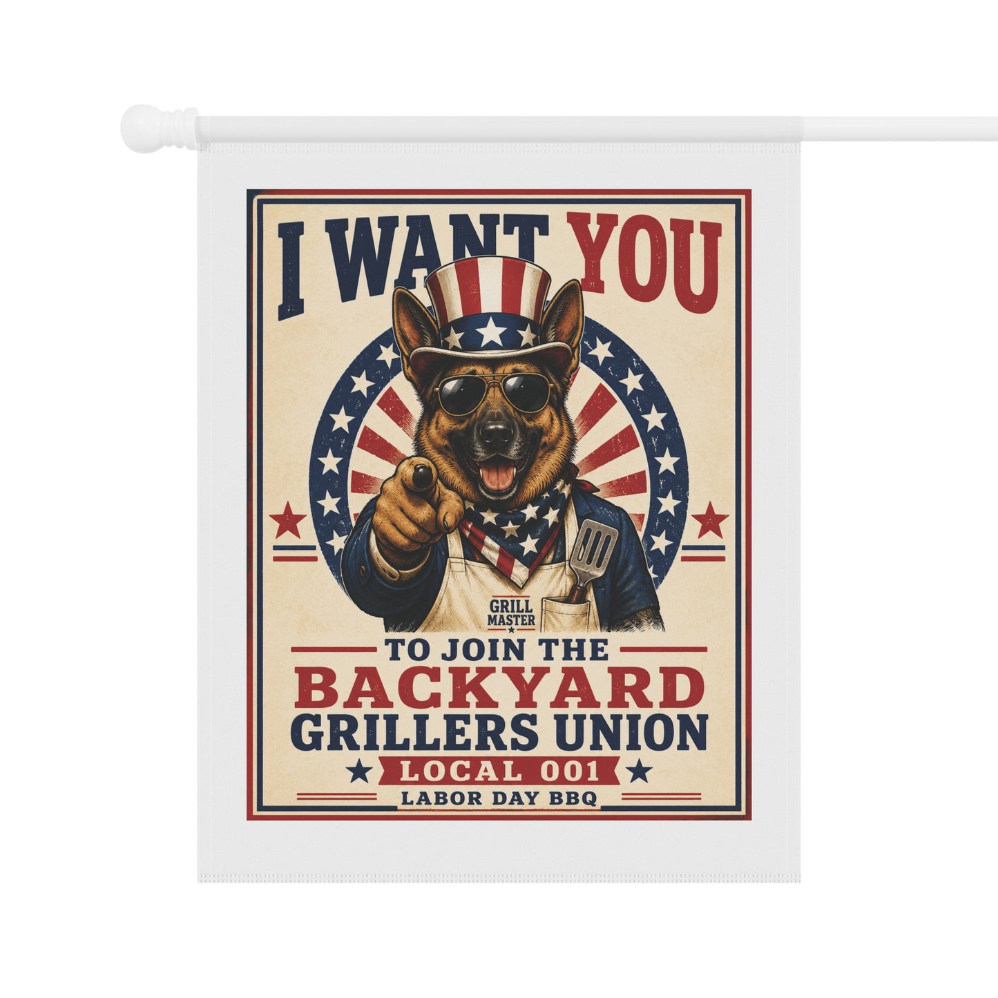 Garden Flag - "I Want You to Join the Backyard Grillers Union" Patriotic BBQ Banner