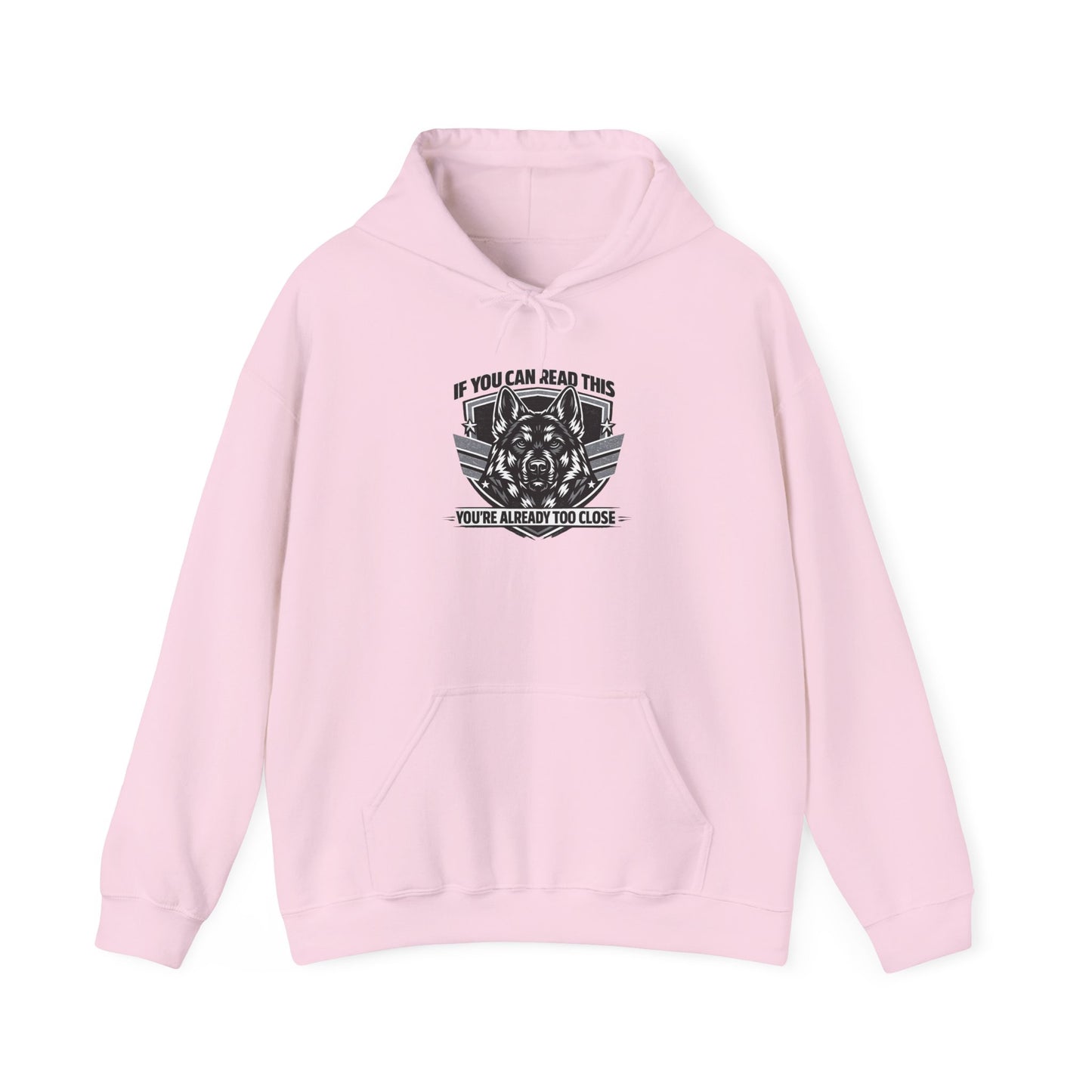 Hoodie — "If You Can Read This You're Already Too Close" Tactical Skull Graphic