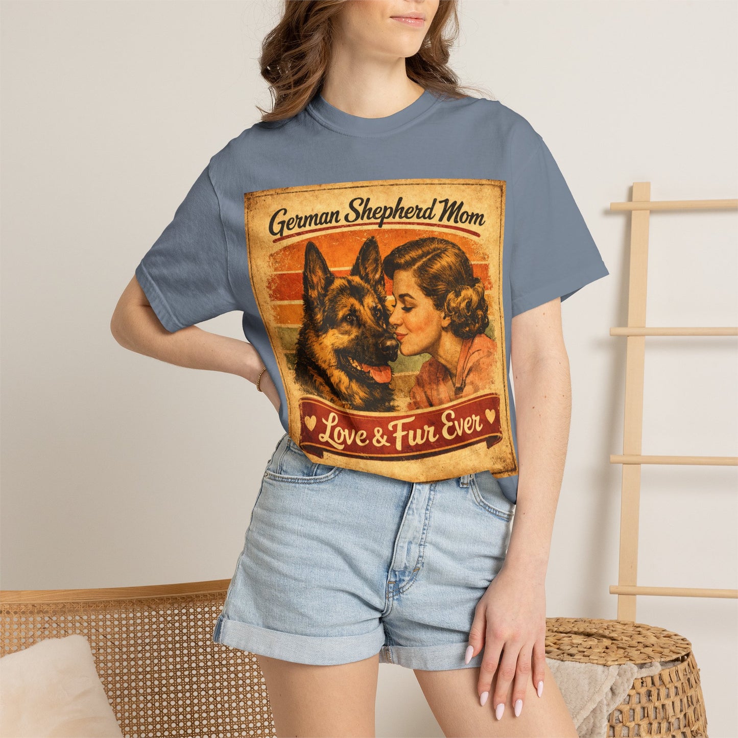 German Shepherd Mom Love & Fur Ever T-shirt | Vintage Dog Mom Tee