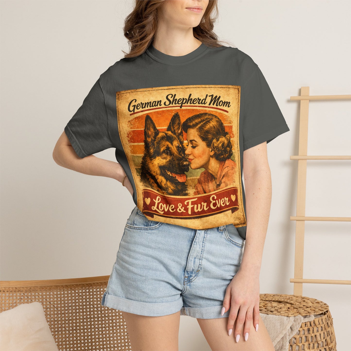 German Shepherd Mom Love & Fur Ever T-shirt | Vintage Dog Mom Tee