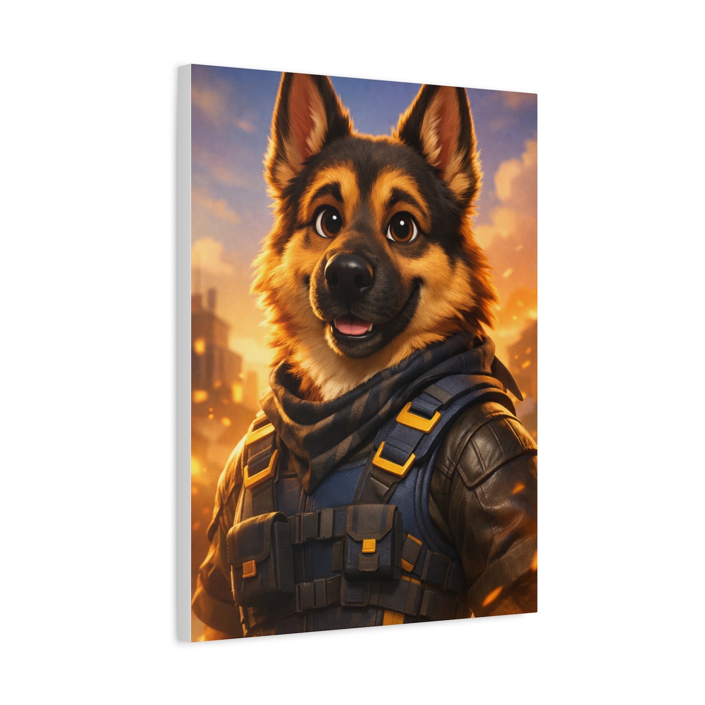 German Shepherd Hero Art – Tactical Dog Character Wall Canvas | Cinematic GSD Decor | Matte Stretched 1.25"