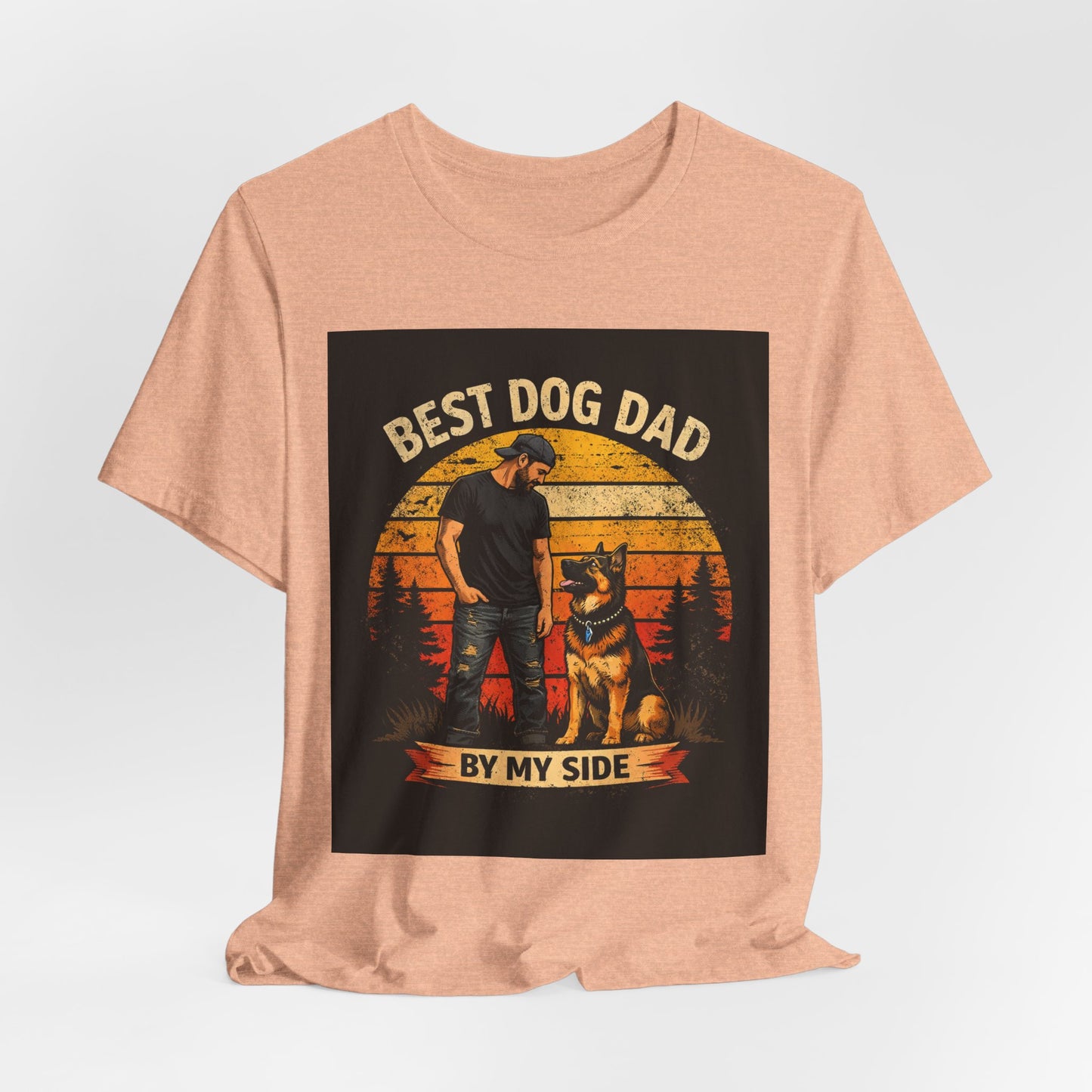 Best Dog Dad by My Side Tee | Man with German Shepherd Vintage Sunset