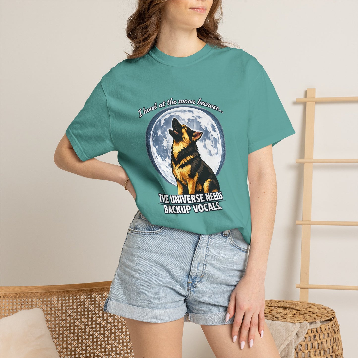 Howl at the Moon Dog T-Shirt | The Universe Needs Backup Vocals