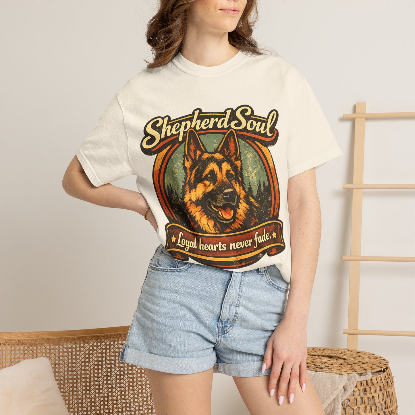 Shepherd Soul German Shepherd Portrait T-Shirt | Loyal Hearts Never Fade