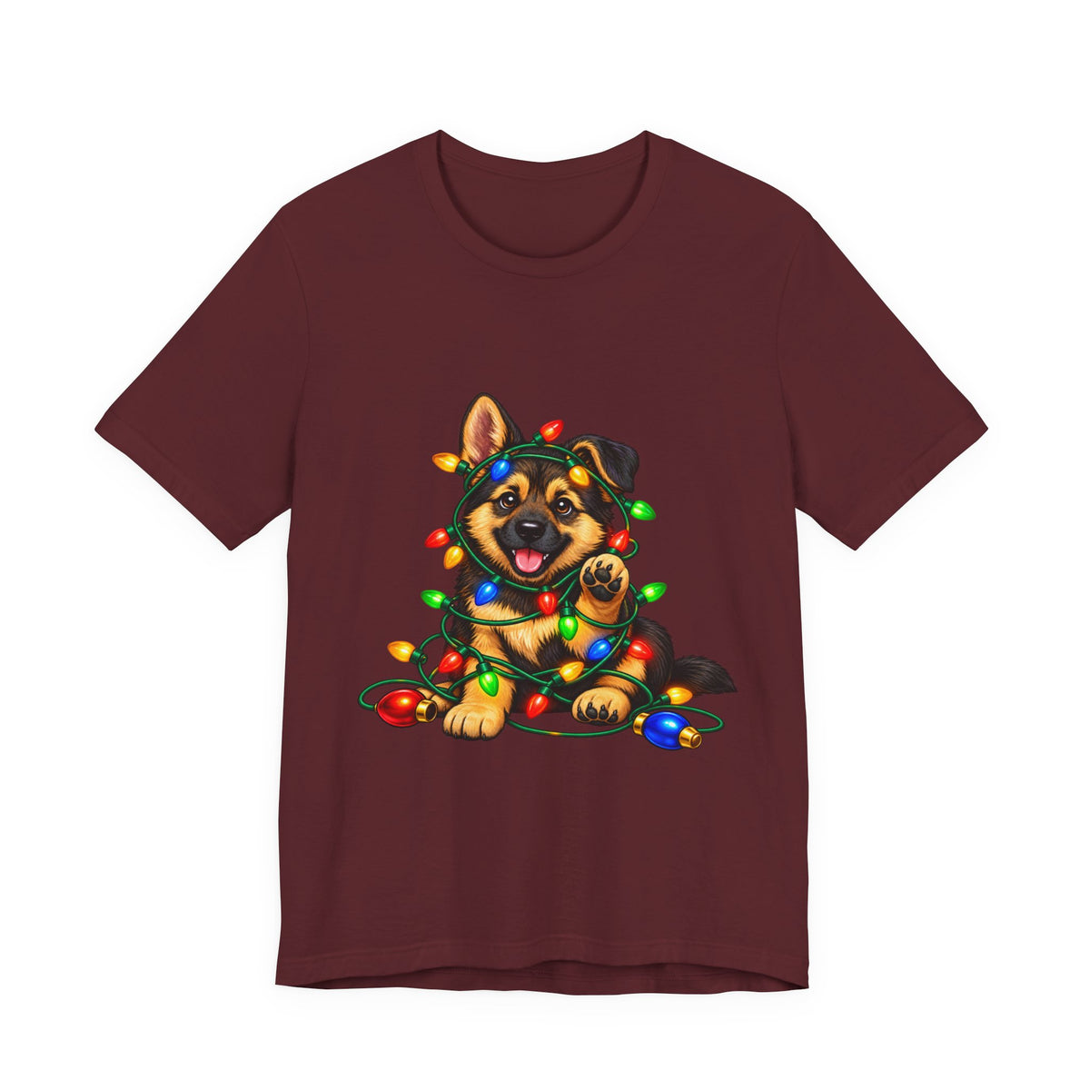 German Shepherd Christmas Shirt, Christmas Lights Puppy Tee, Gift for German Shepherd Lovers