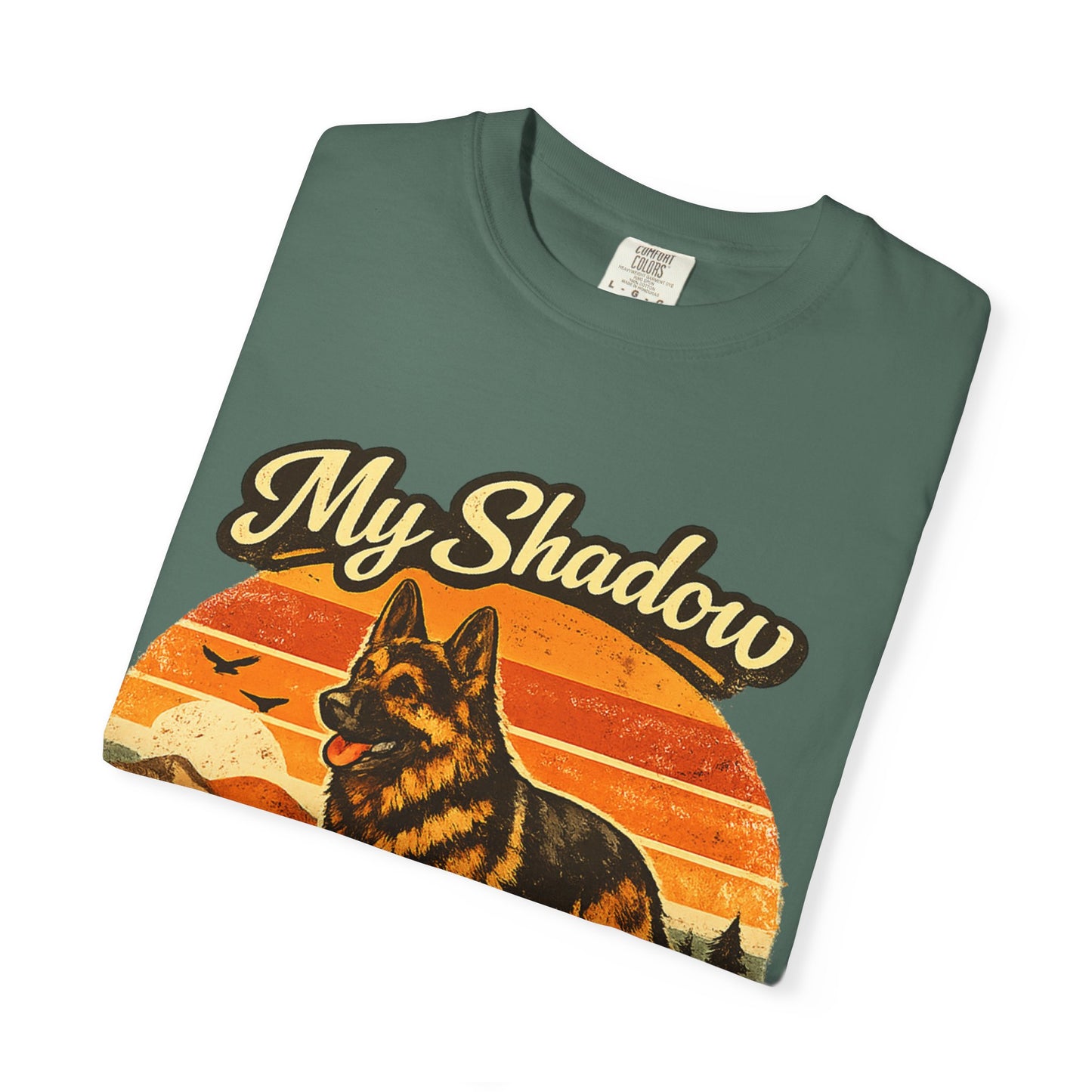 German Shepherd 'My Shadow' Vintage Sunset T-Shirt | Dog Lover Tee