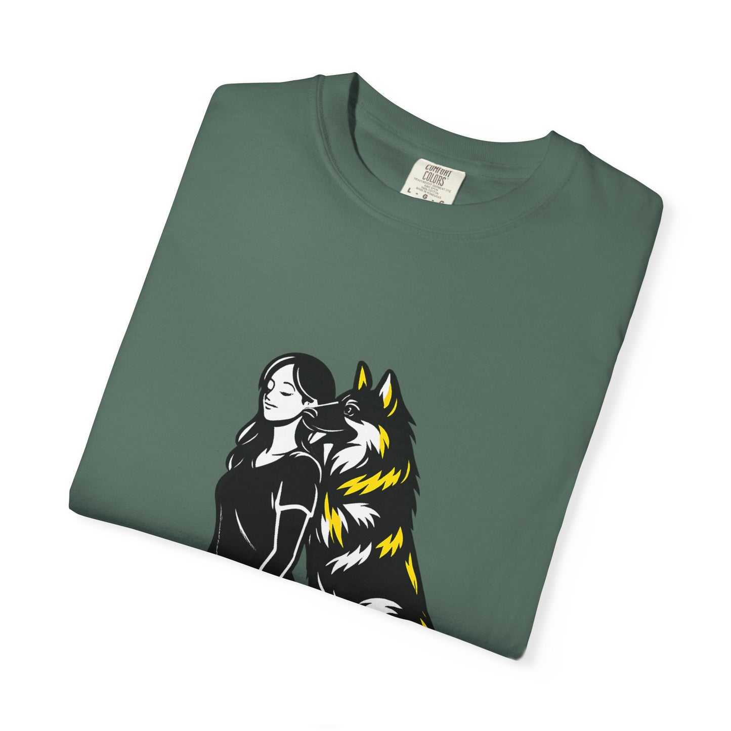 German Shephard and Woman, Guarded Forever, Petite Center Print