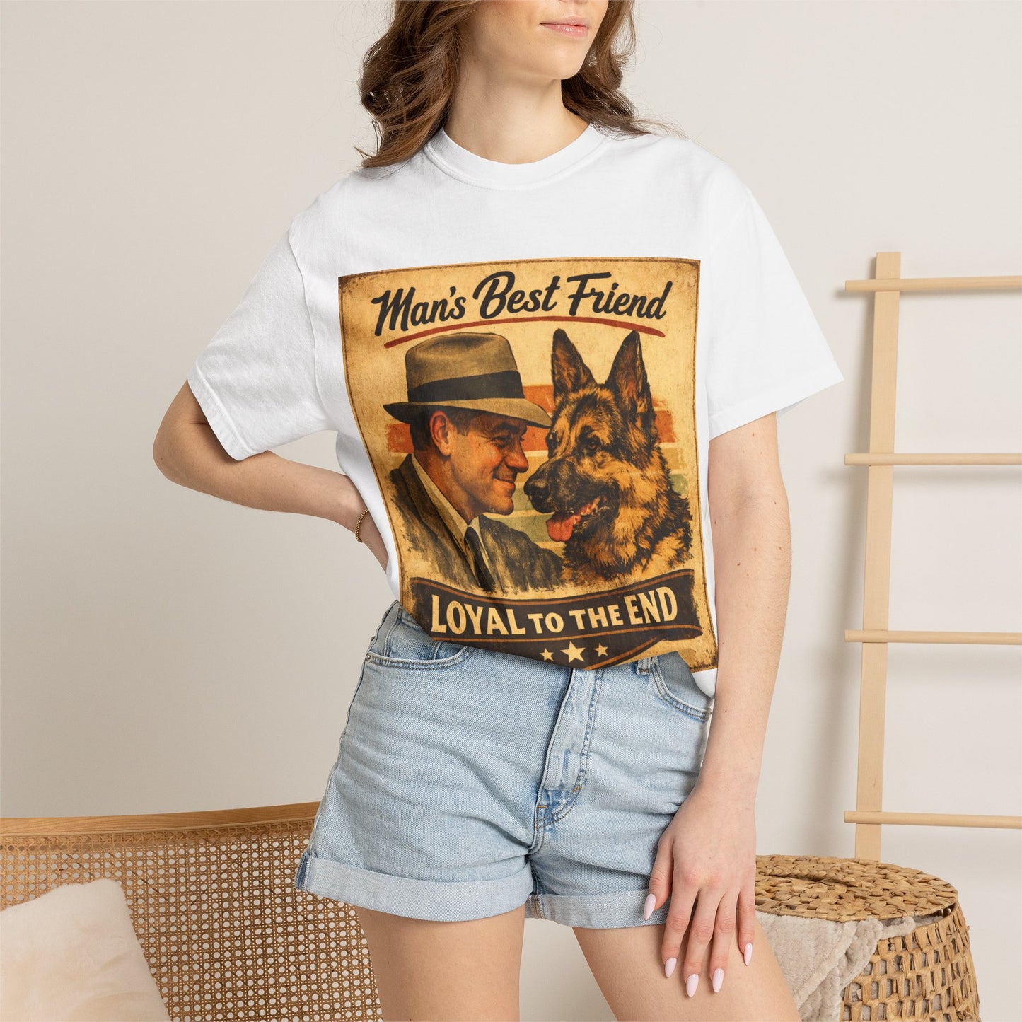 Man's Best Friend Loyal to the End T-shirt | Retro Dog Vintage Poster