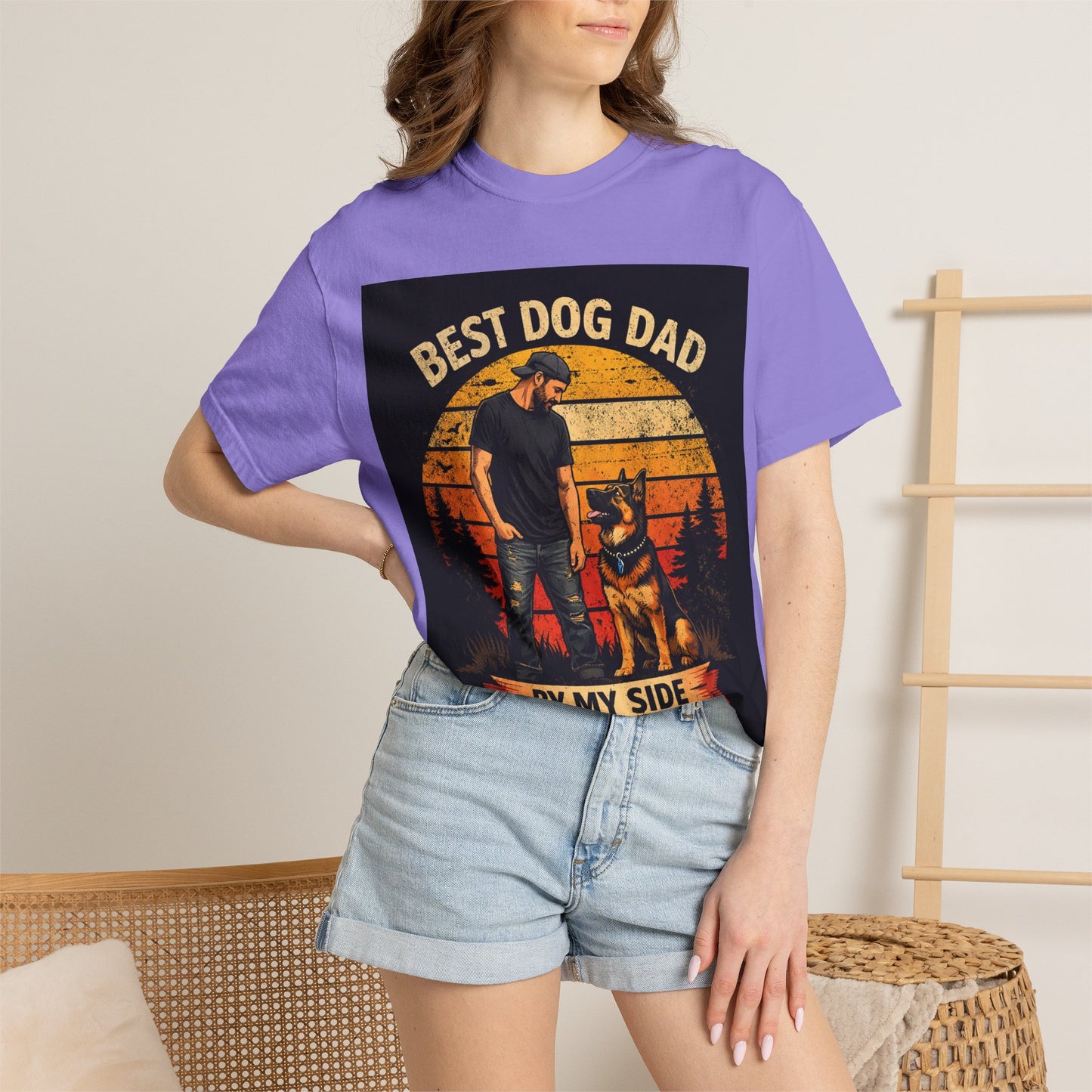 Best Dog Dad by My Side T-Shirt | Dog Lover Father Tee