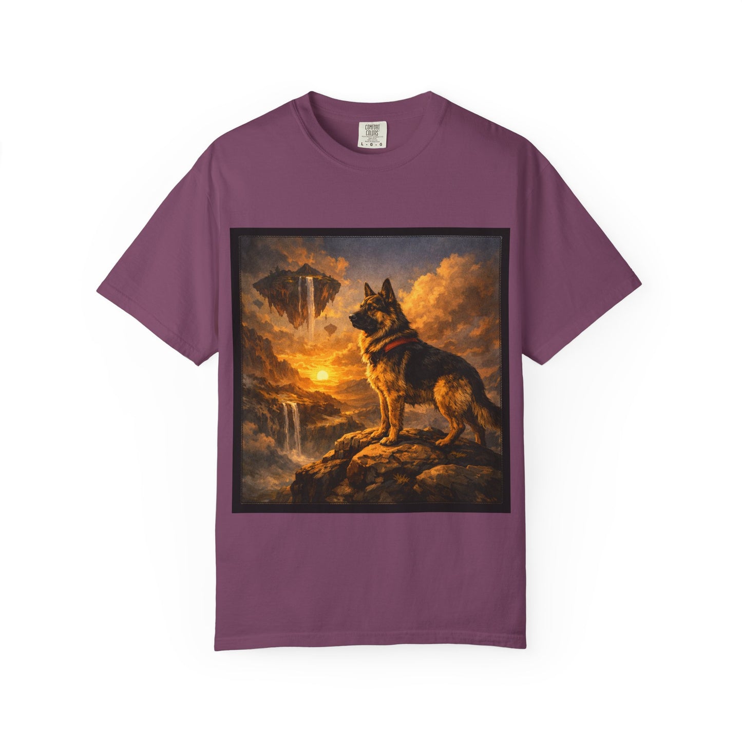 German Shepherd at Sunset T-shirt | Dog Portrait, Epic Landscape