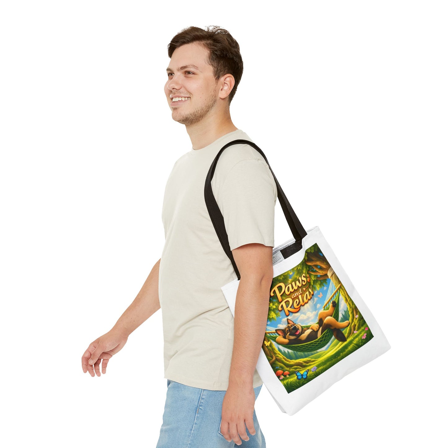 Paws & Relax German Shepherd Tote Bag – Cozy Hammock Dog Art Reusable Carryall
