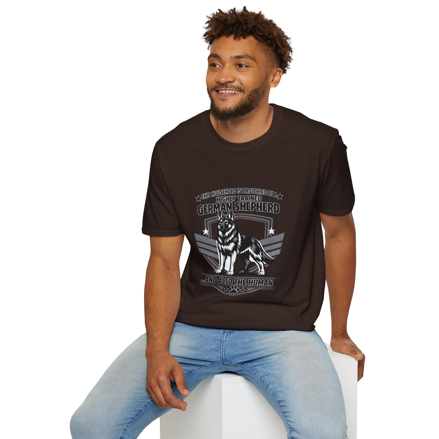 German Shepherd Protector T-Shirt — "This Household Is Protected By A Highly Trained German Shepherd"