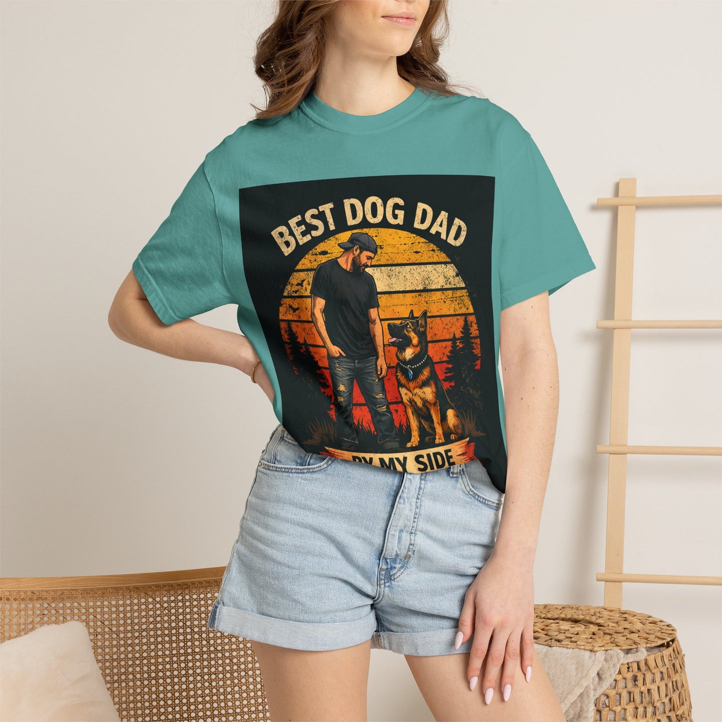 Best Dog Dad by My Side T-Shirt | Dog Lover Father Tee