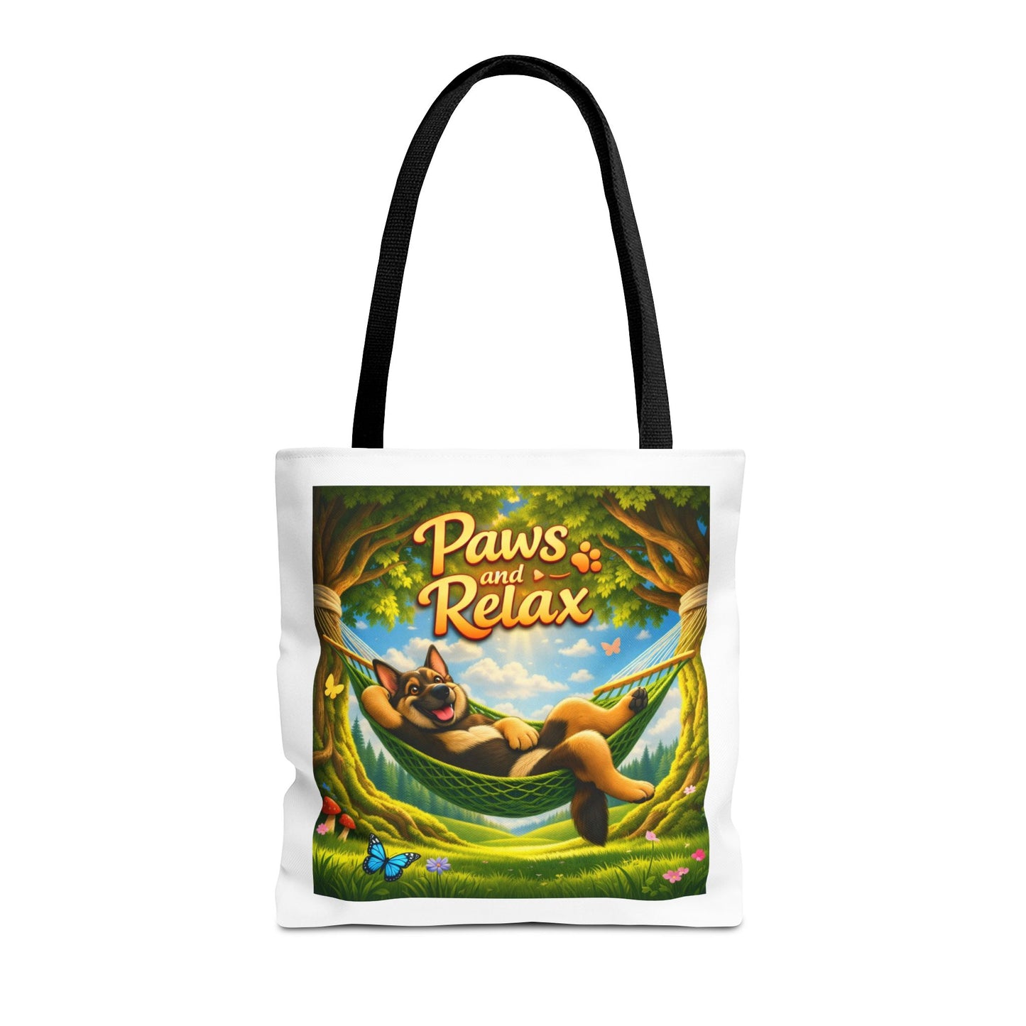 Paws & Relax German Shepherd Tote Bag – Cozy Hammock Dog Art Reusable Carryall