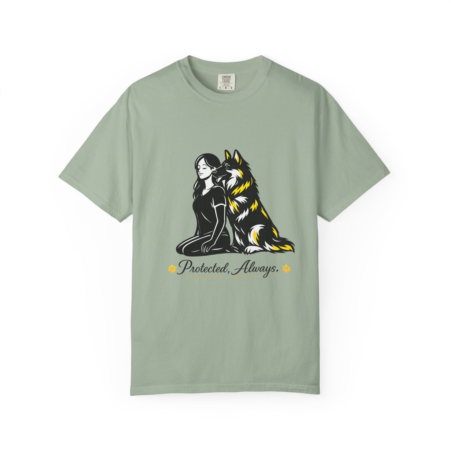 German Shephard and Woman, Guarded Forever, Petite Center Print
