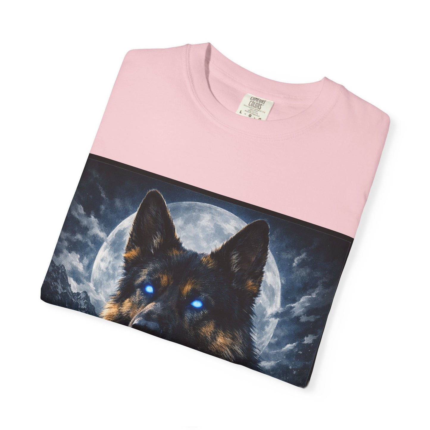 German Shepherd Portrait T-shirt | Dog Art, Night Sky Paw Print