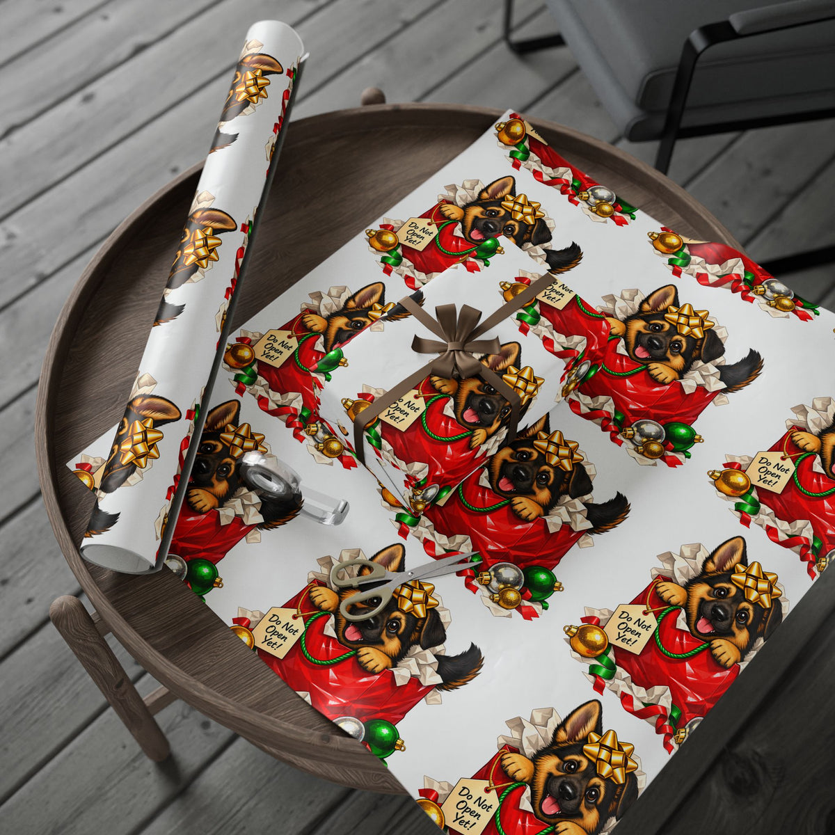 German Shepherd Christmas Wrapping Paper – GSD Puppy Gift Wrap