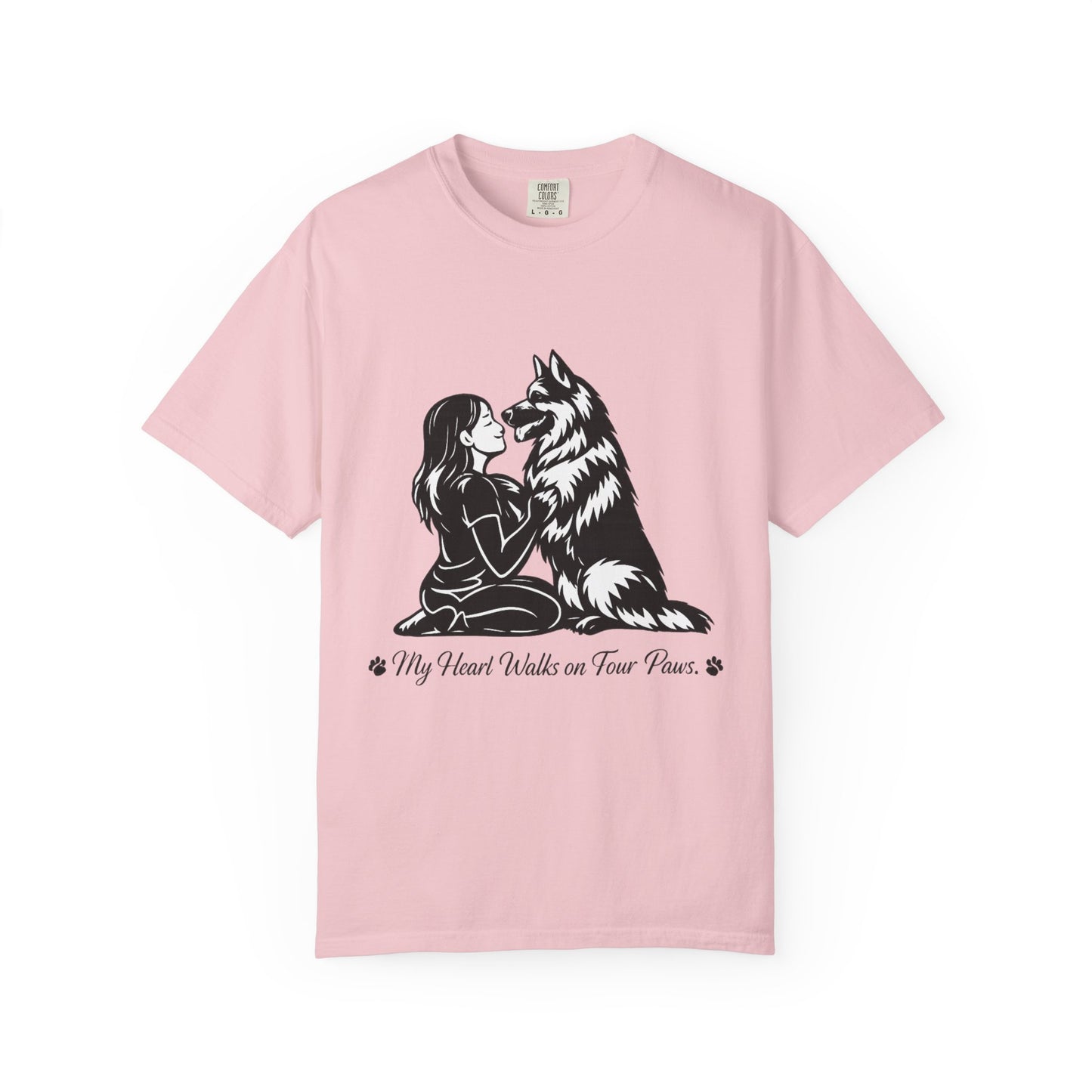 Girl and German Shepherd Illustration T-Shirt | My Heart Walks on Four Paws