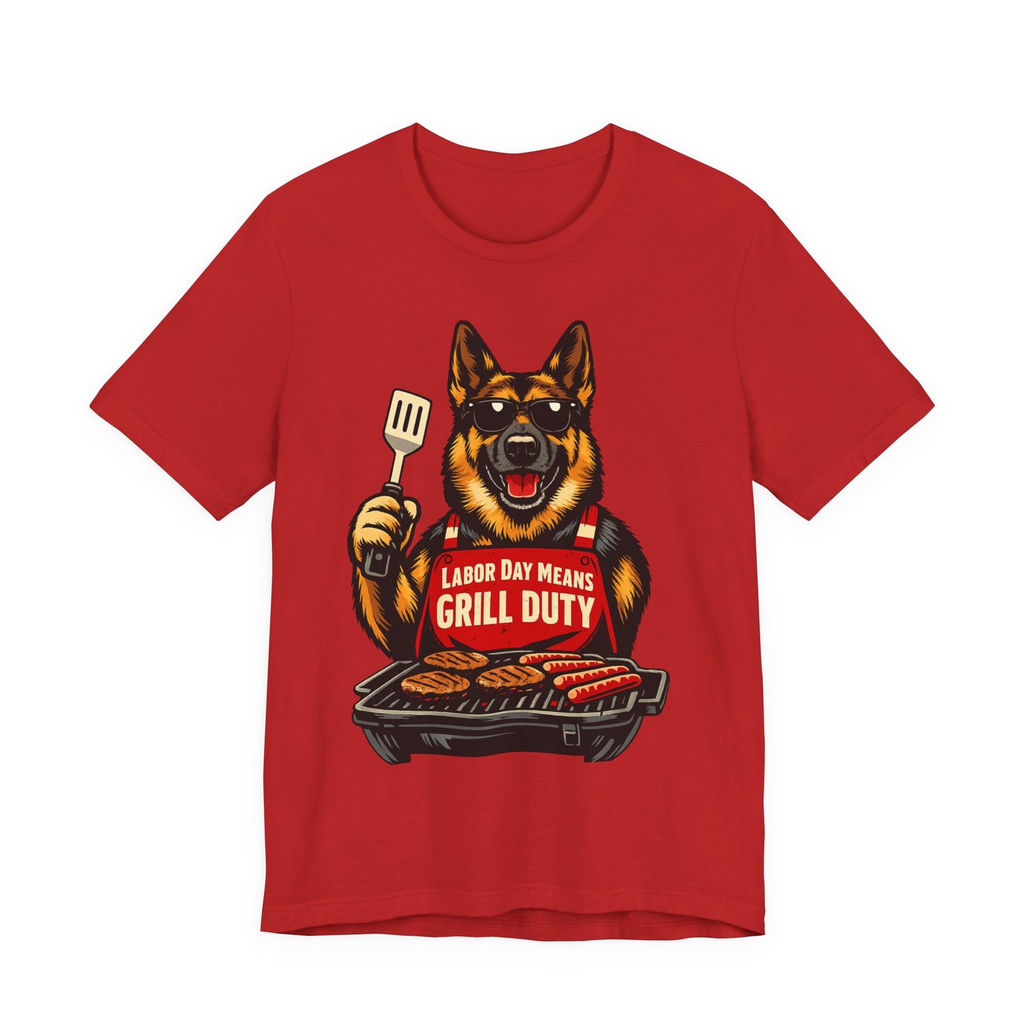 Labor Day Means Grill Duty German Shepherd Patriotic T-Shirt