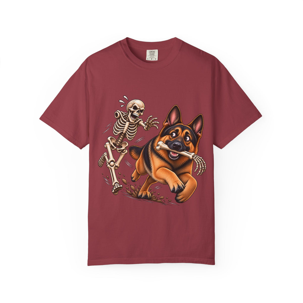 German Shepherd Skeleton Bone Chase T-Shirt – Funny Halloween GSD Shirt